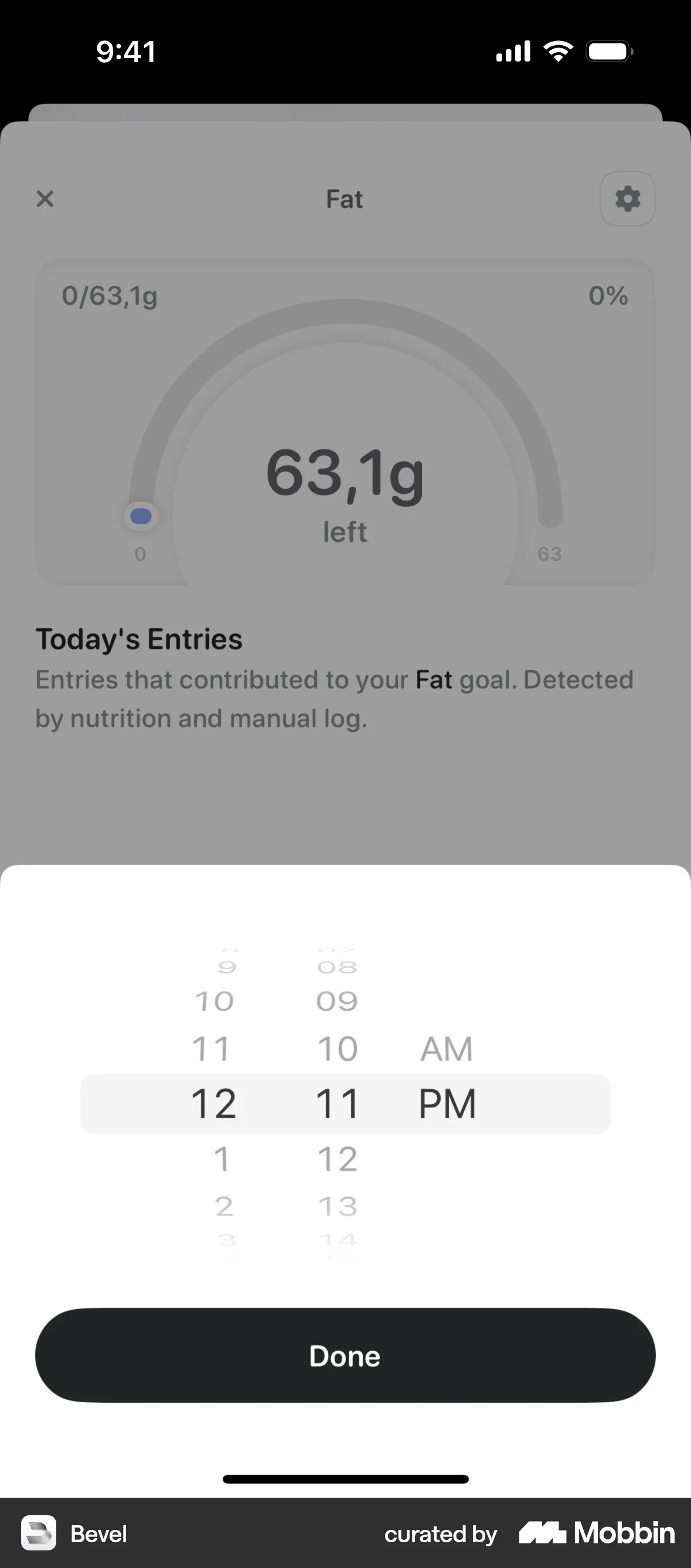 Bevel iOS Pie Chart UI screen