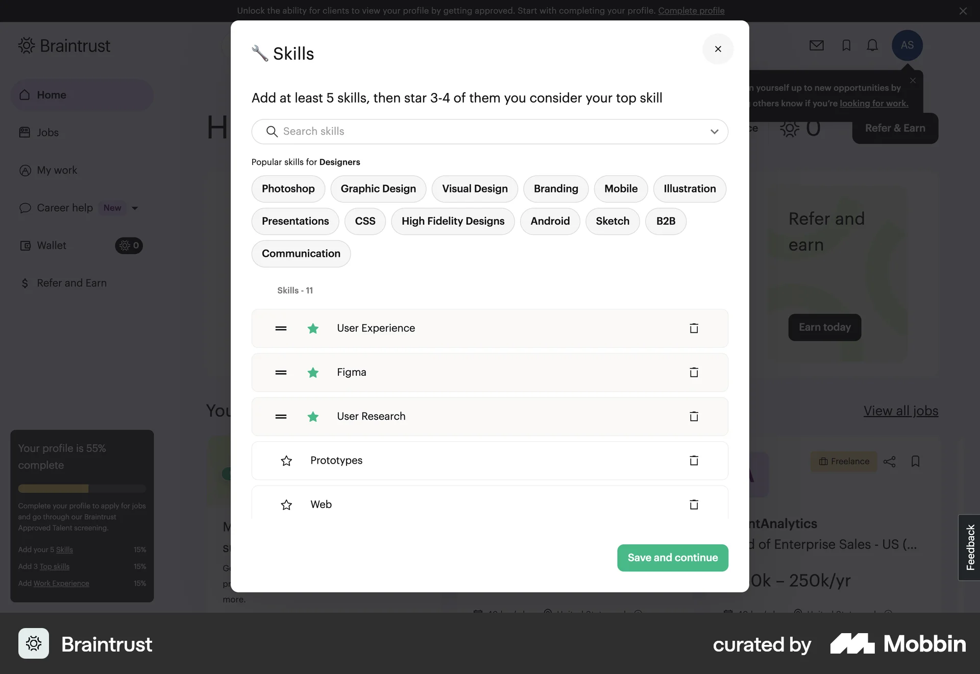 Braintrust Web Suggestions & Similar Items screen