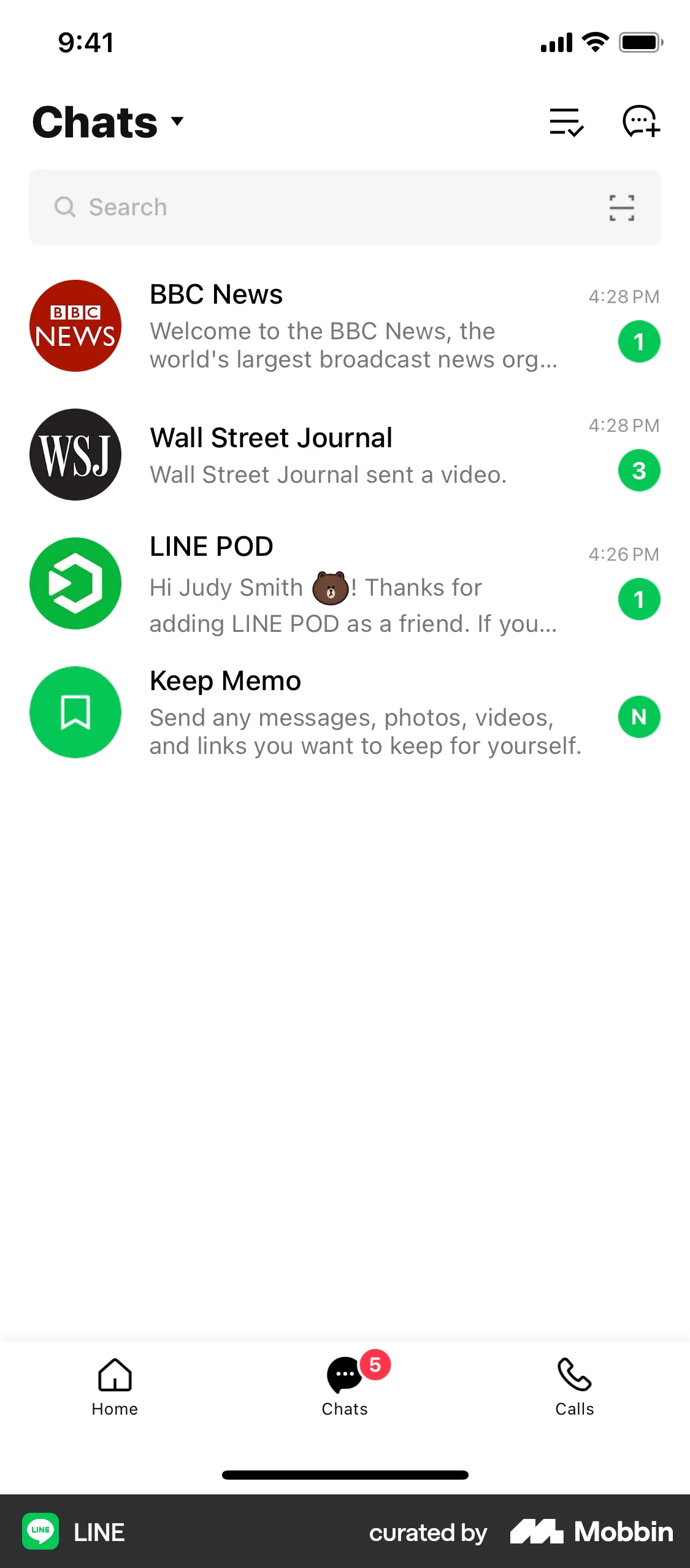 LINE iOS Emails & Messages screen