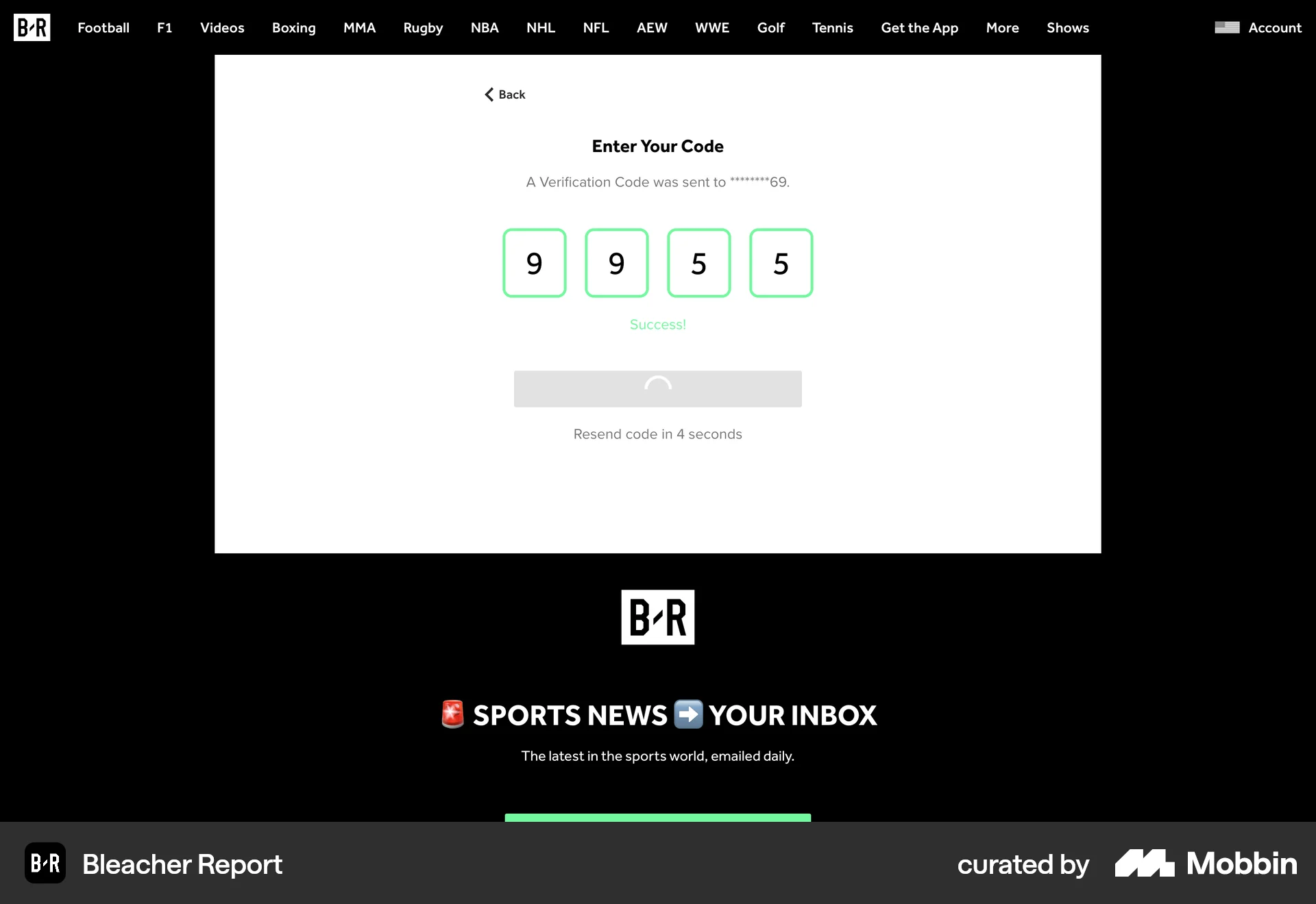 Bleacher Report Web Sports App screen