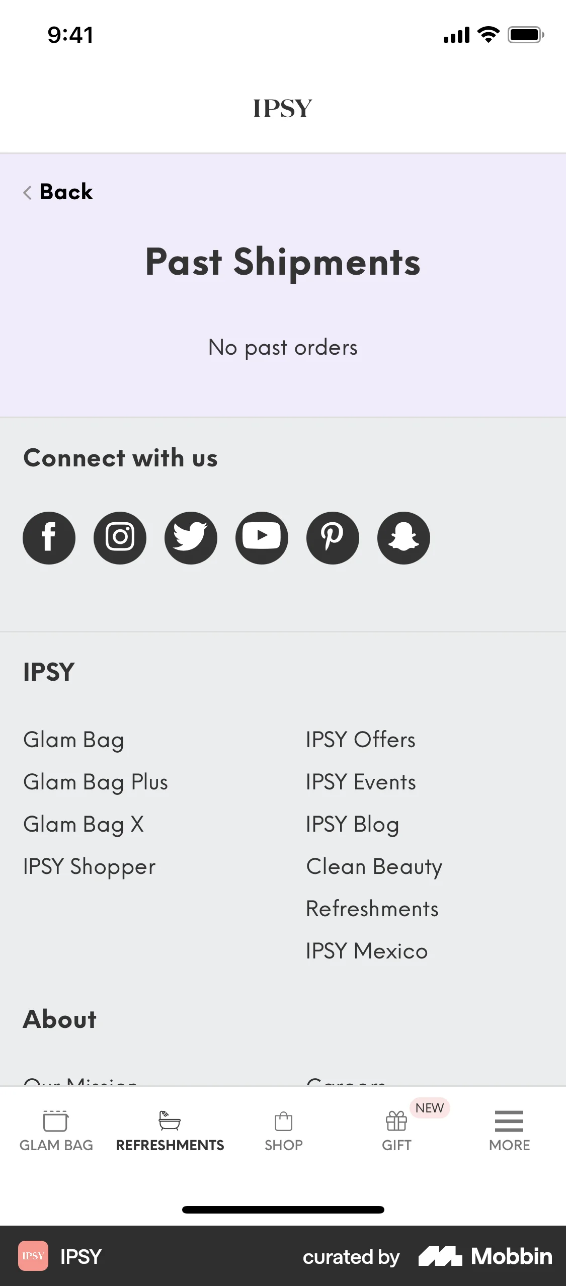 IPSY iOS Order History screen