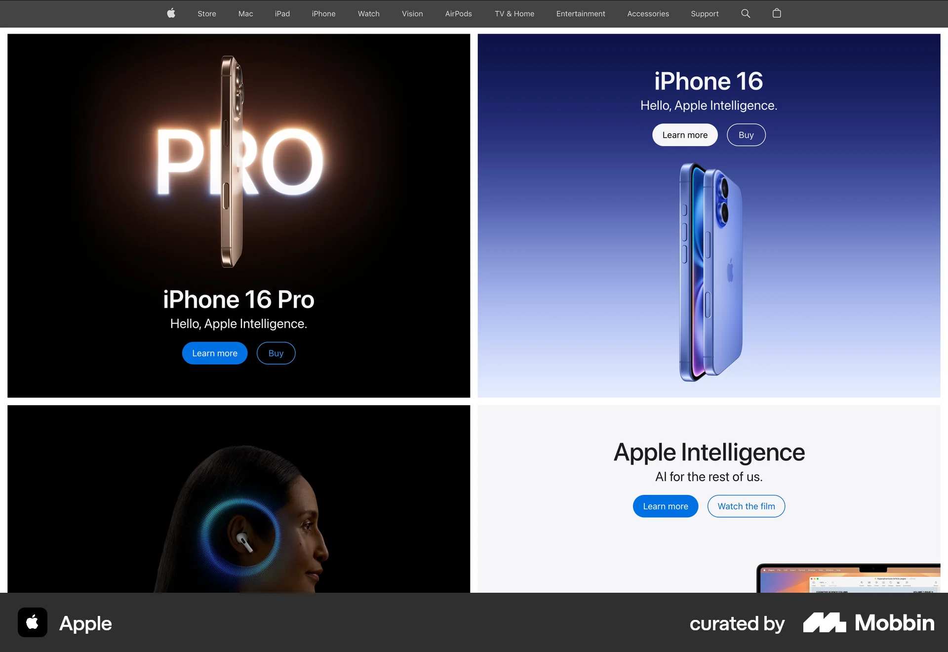 Apple Web screen containing Button UI element