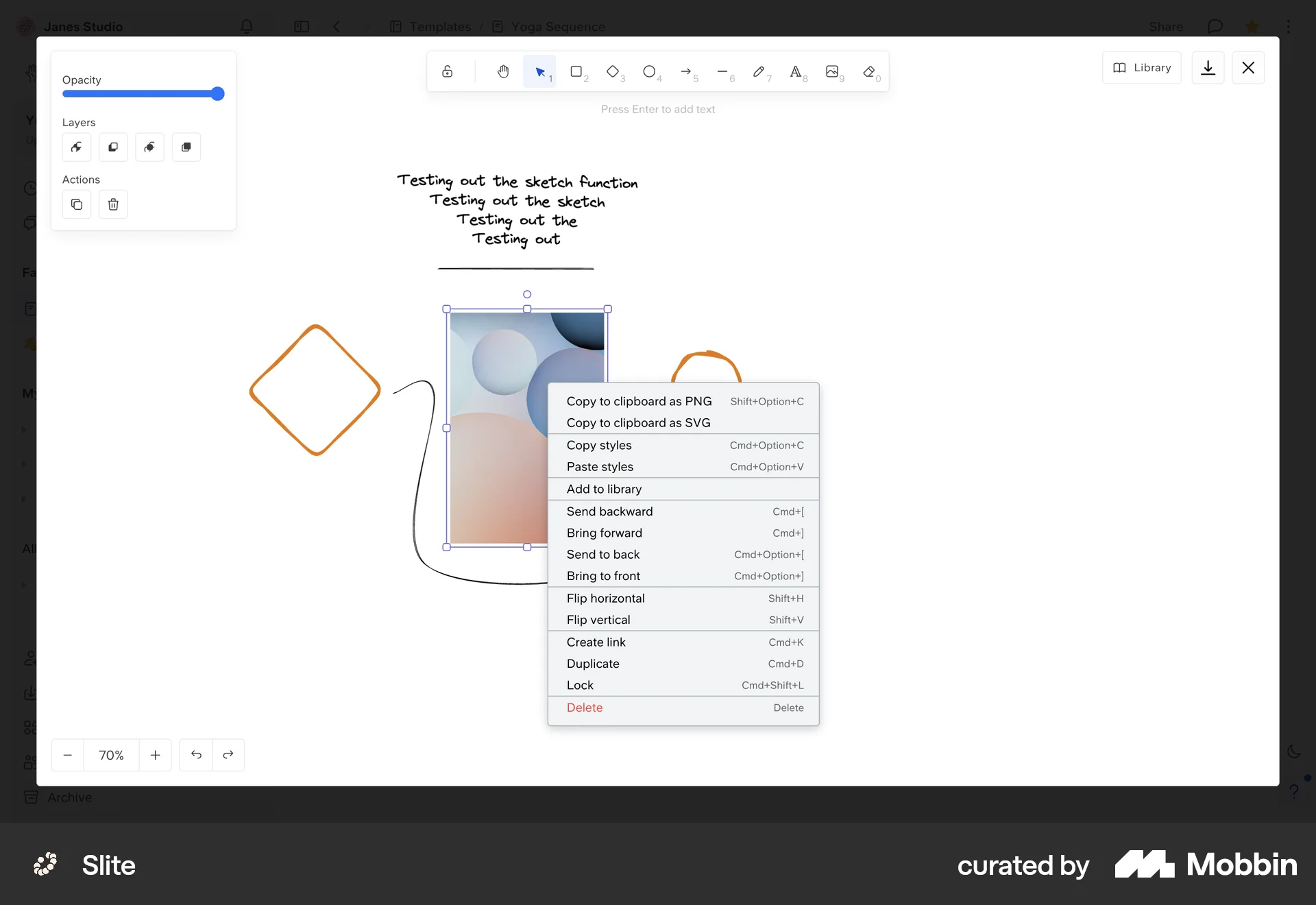 Slite Web screen containing Context Menu UI element