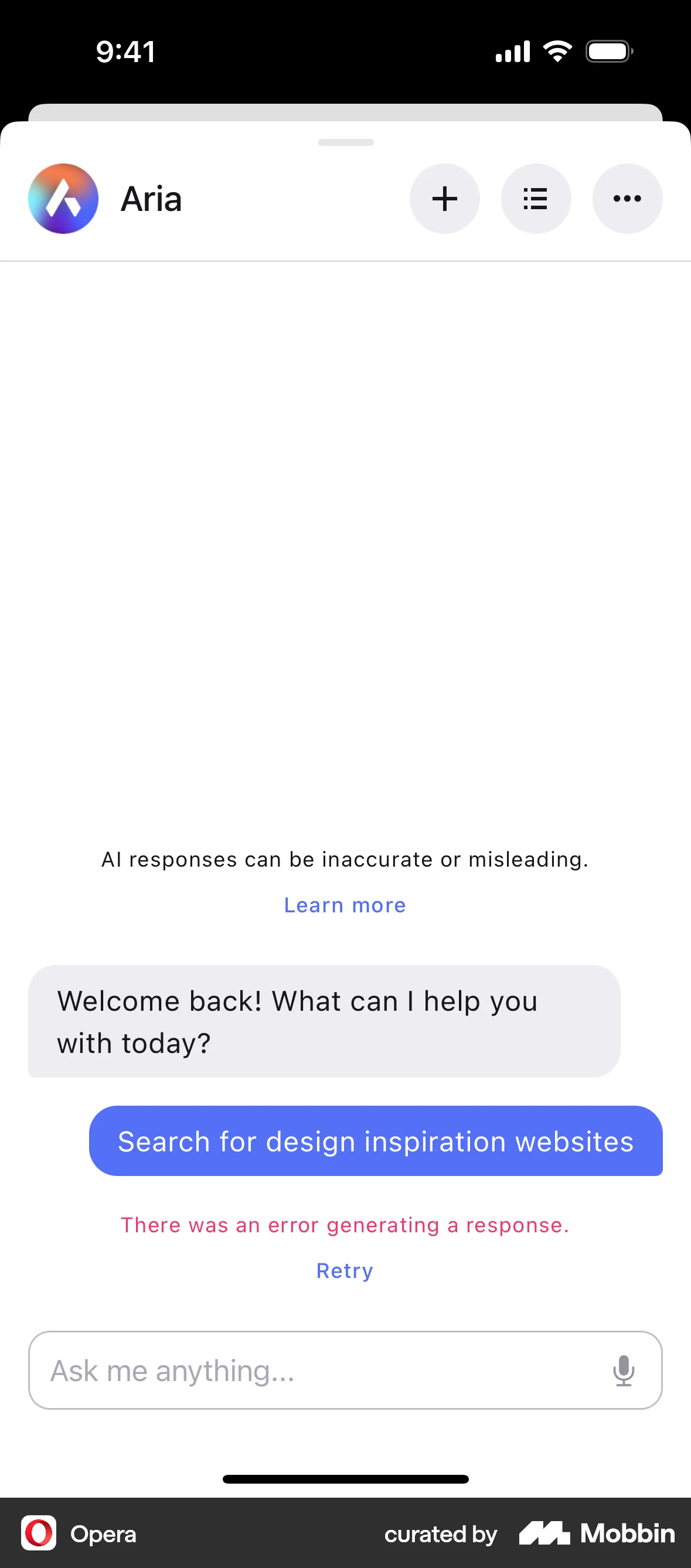 Opera iOS Chat Detail screen