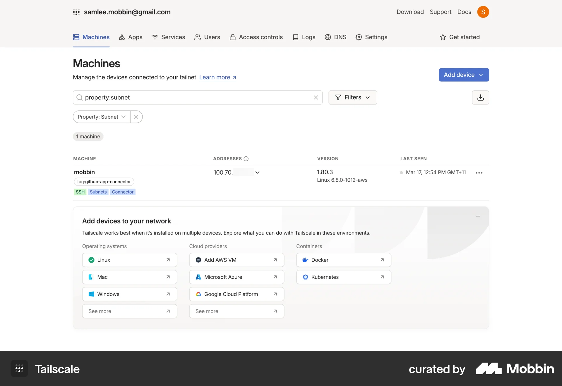 Tailscale Web Utilities App screen