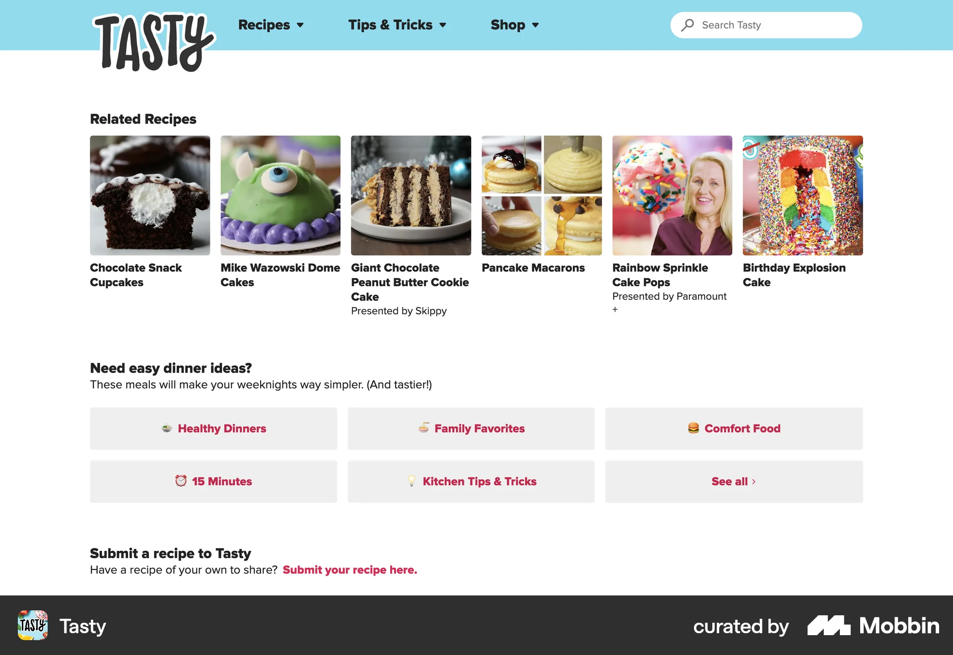 Tasty Web Recipe Detail screen