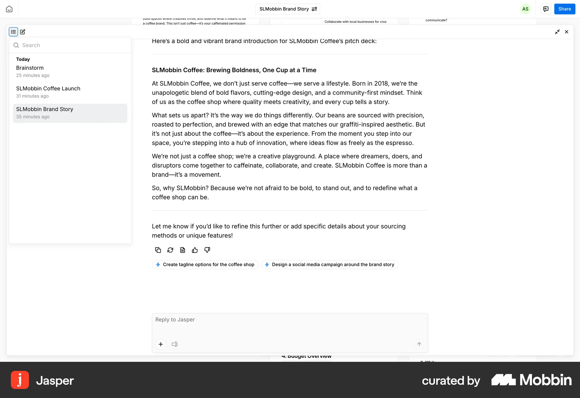 Jasper Web Emails & Messages screen