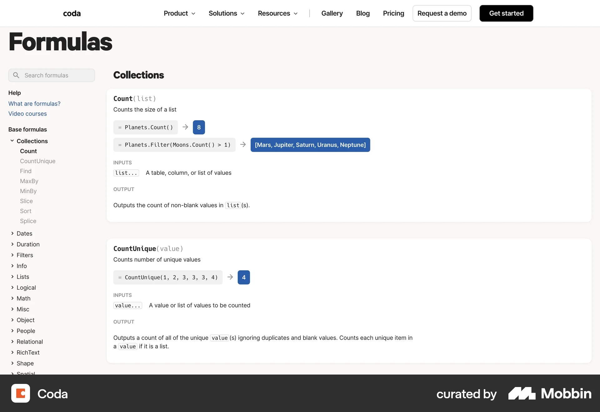 Coda Web screen containing Tree UI element