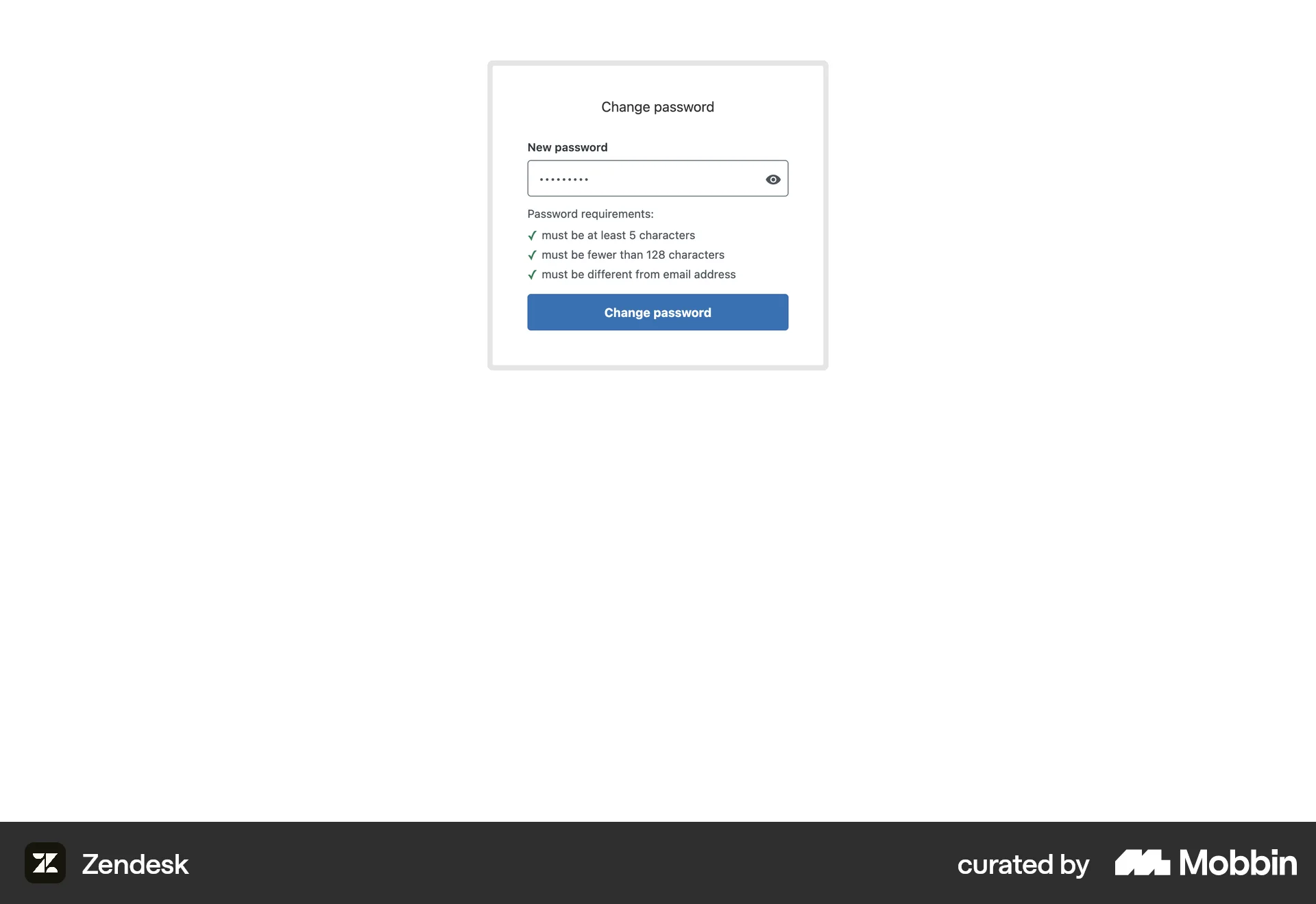 Zendesk Web Forgot Password screen