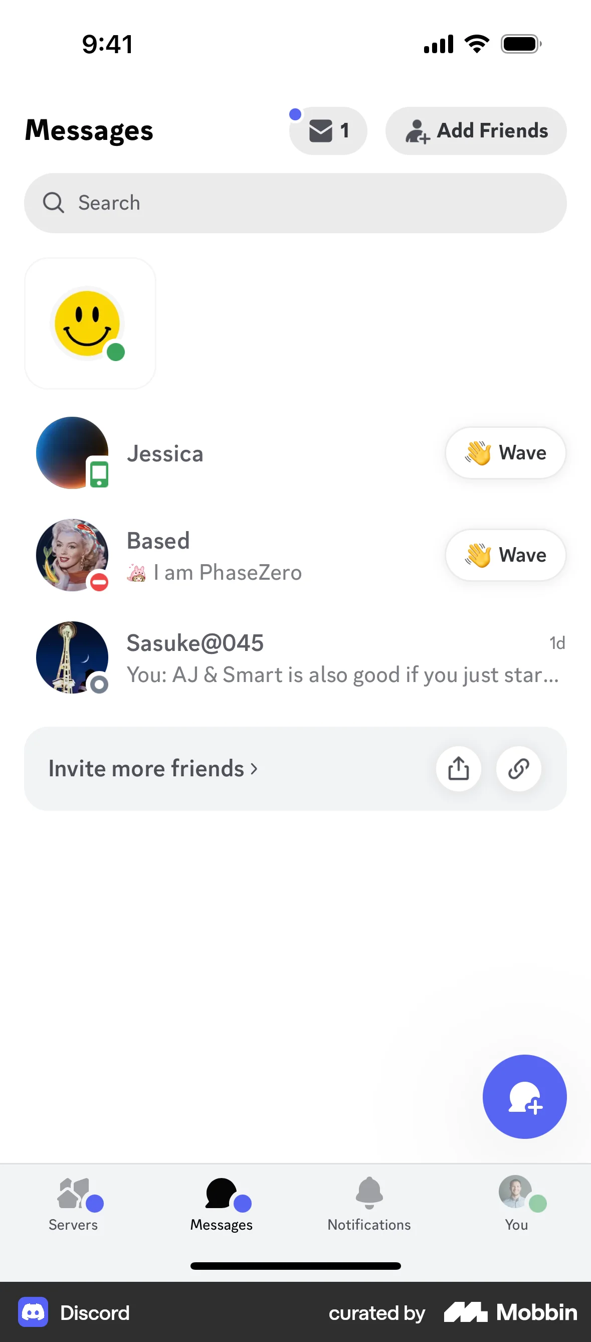 Discord iOS Emails & Messages screen