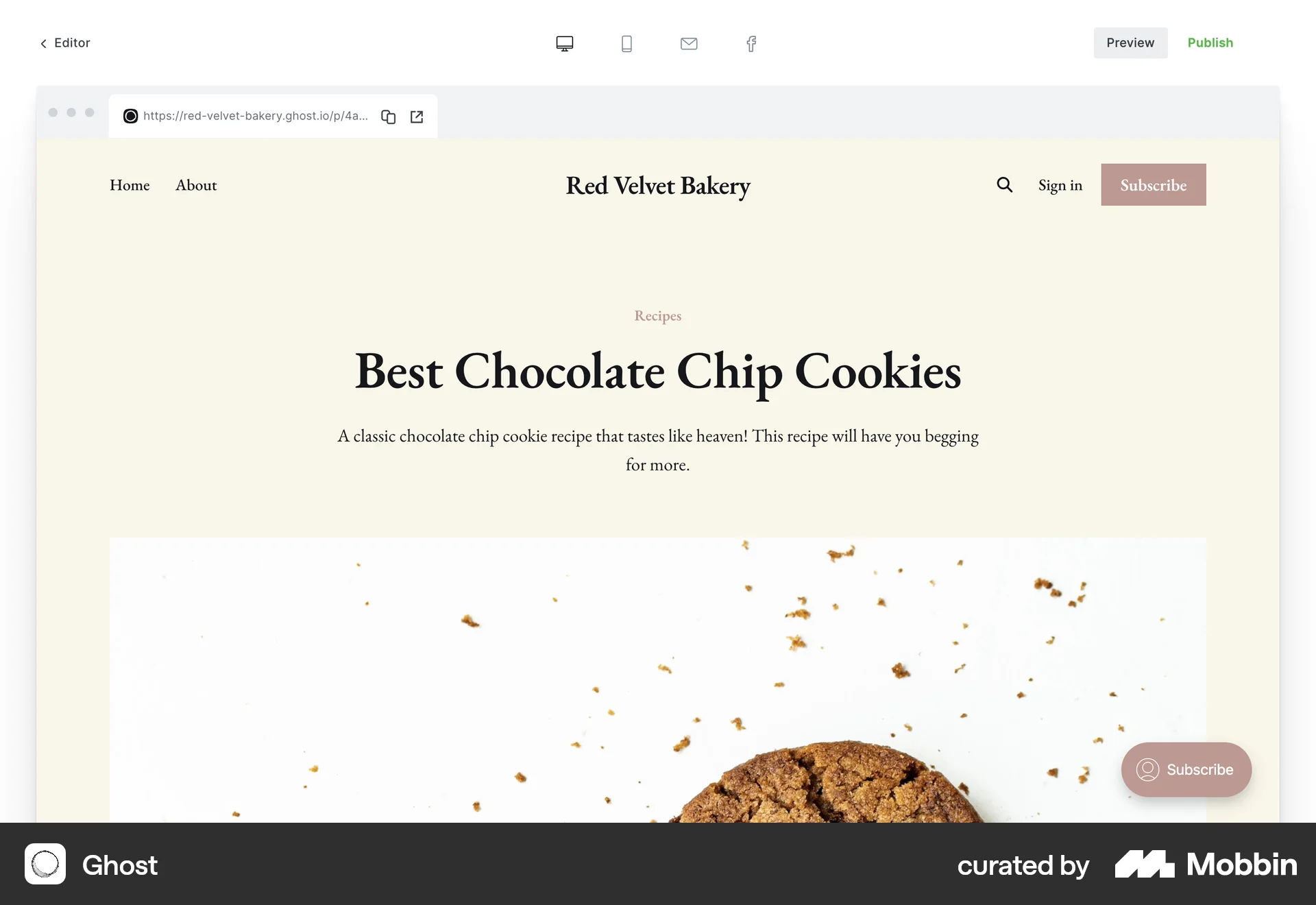 Ghost Web Post Detail screen