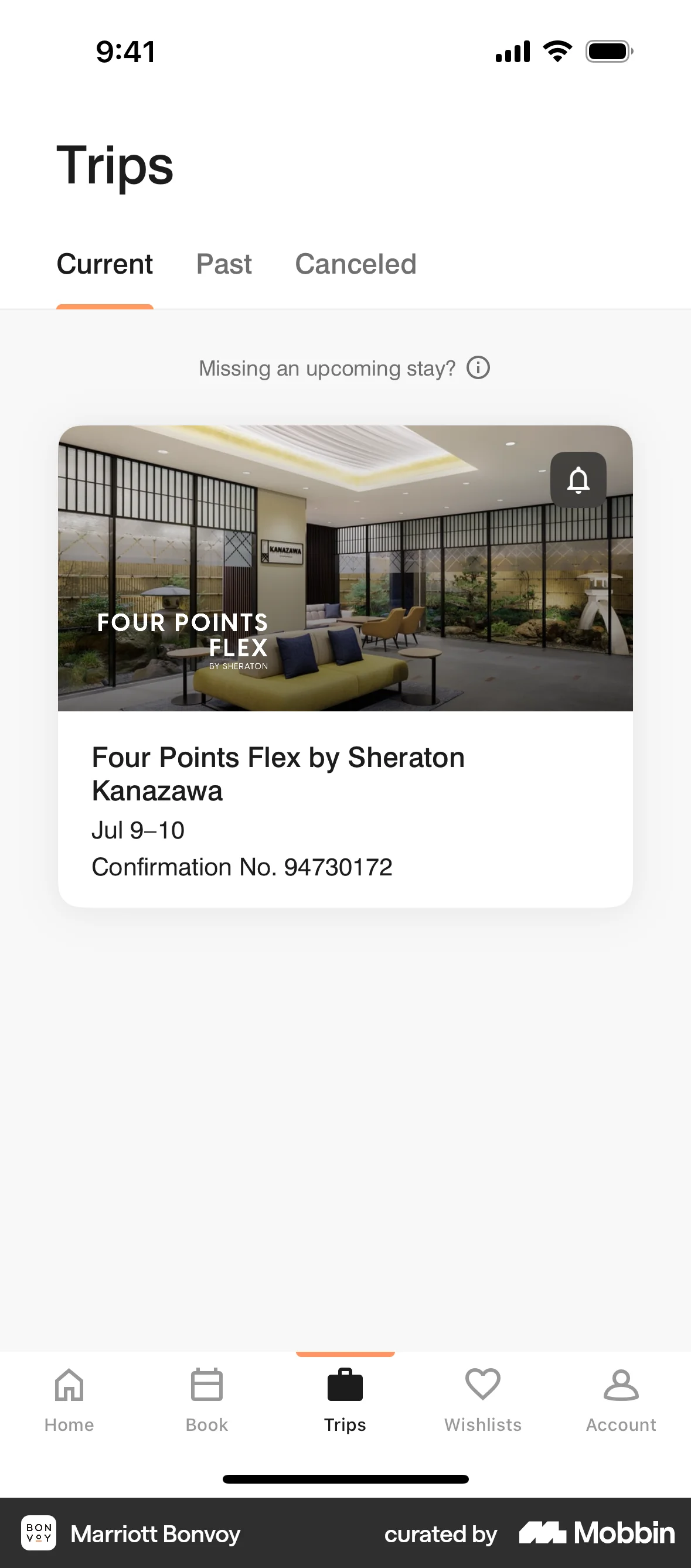Marriott Bonvoy iOS Order History screen