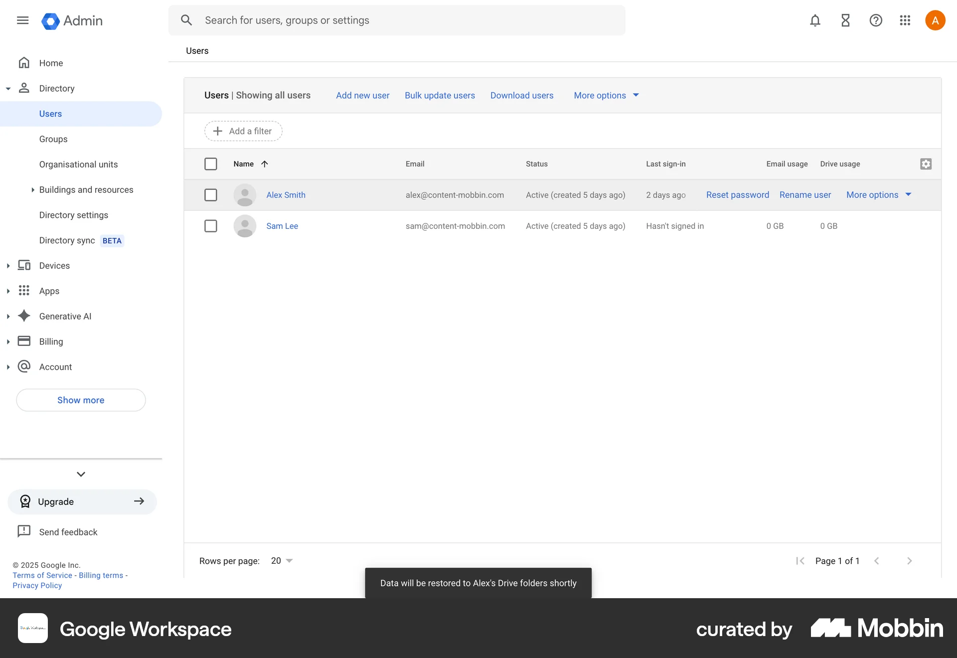 Google Workspace Web Admin UI screen
