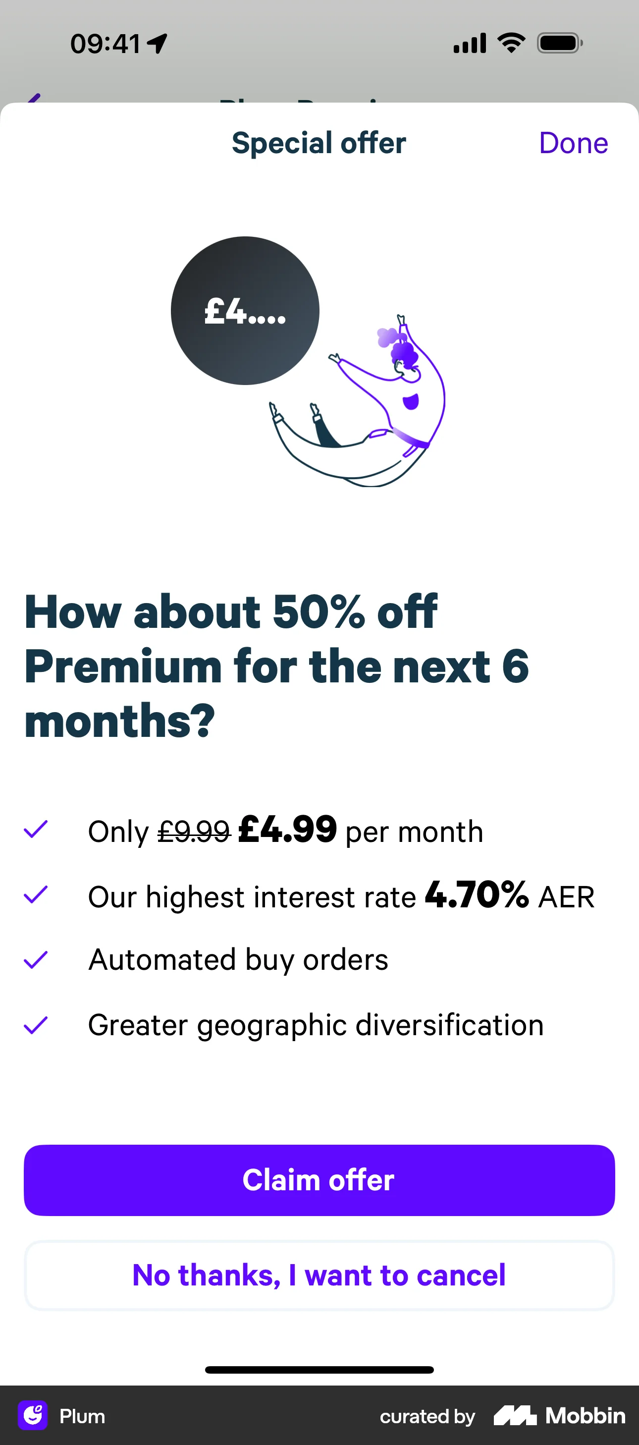 Plum iOS Subscription & Paywall screen