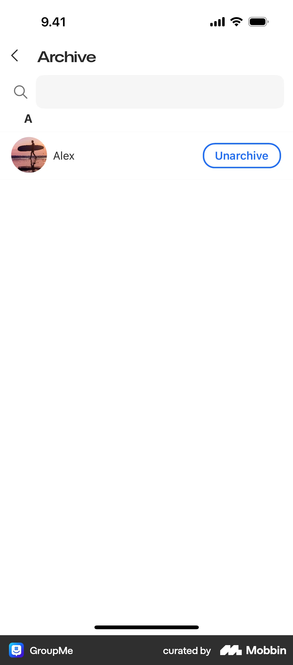 GroupMe iOS Trash & Archive screen