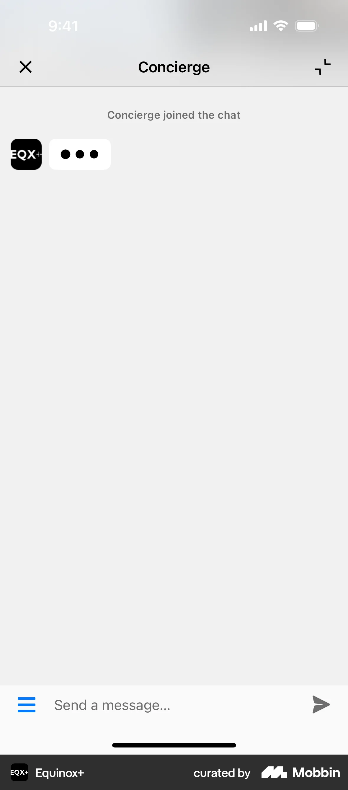 Equinox+ iOS Chat Detail screen