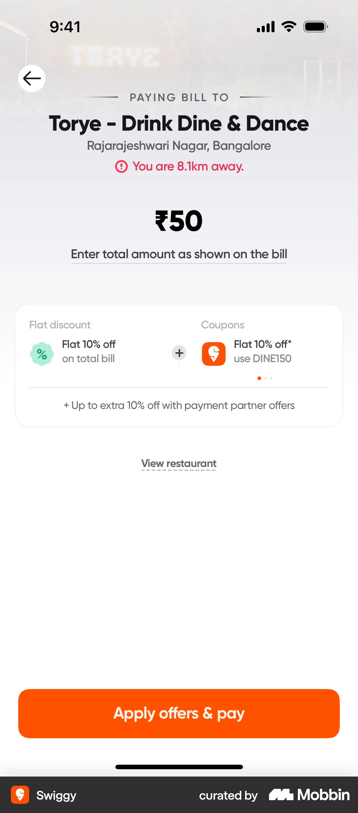 Swiggy iOS Checkout screen