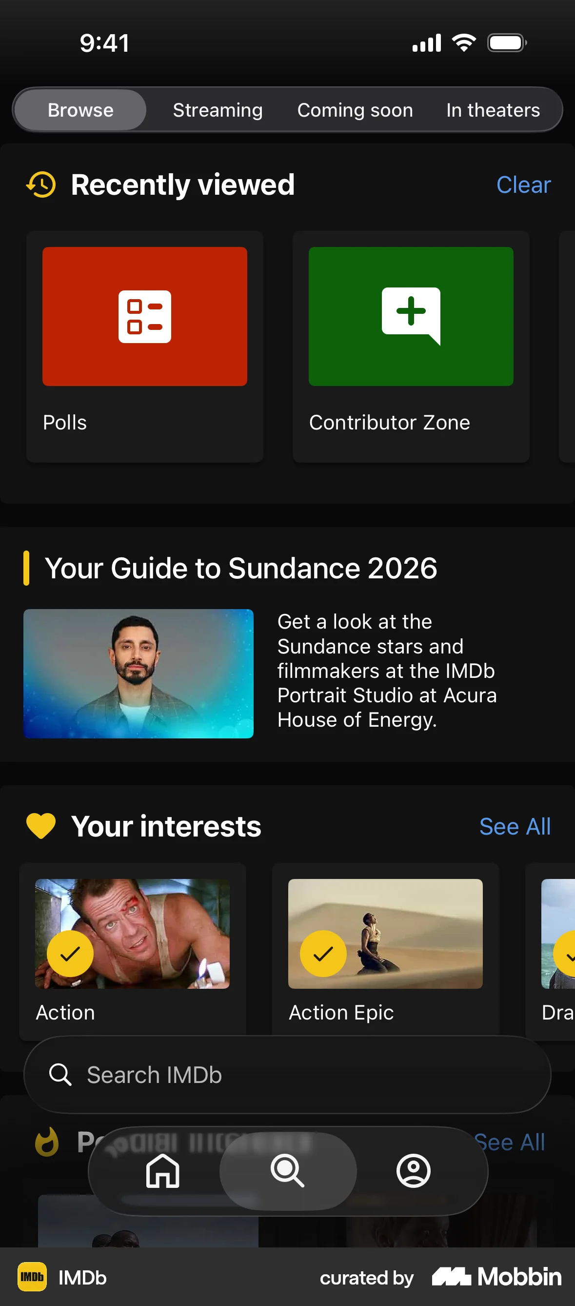 IMDb iOS Dark Mode screen