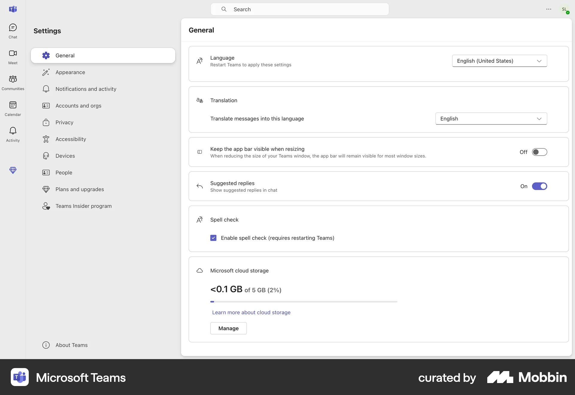 Microsoft Teams Web screen containing Switch UI element