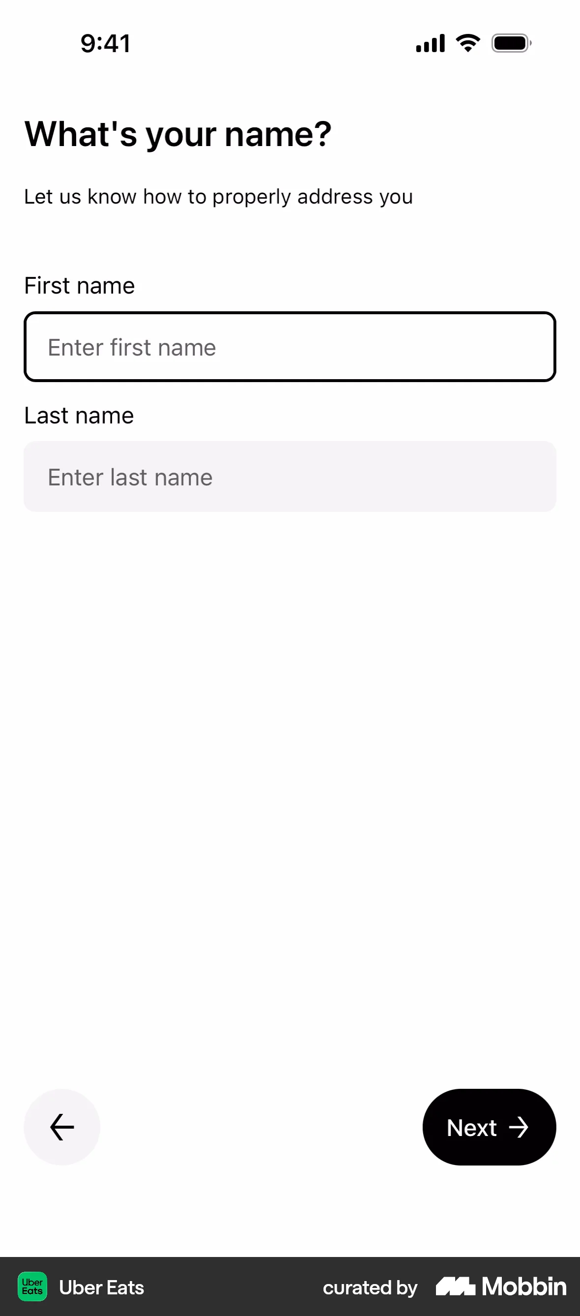 Uber Eats Onboarding screen