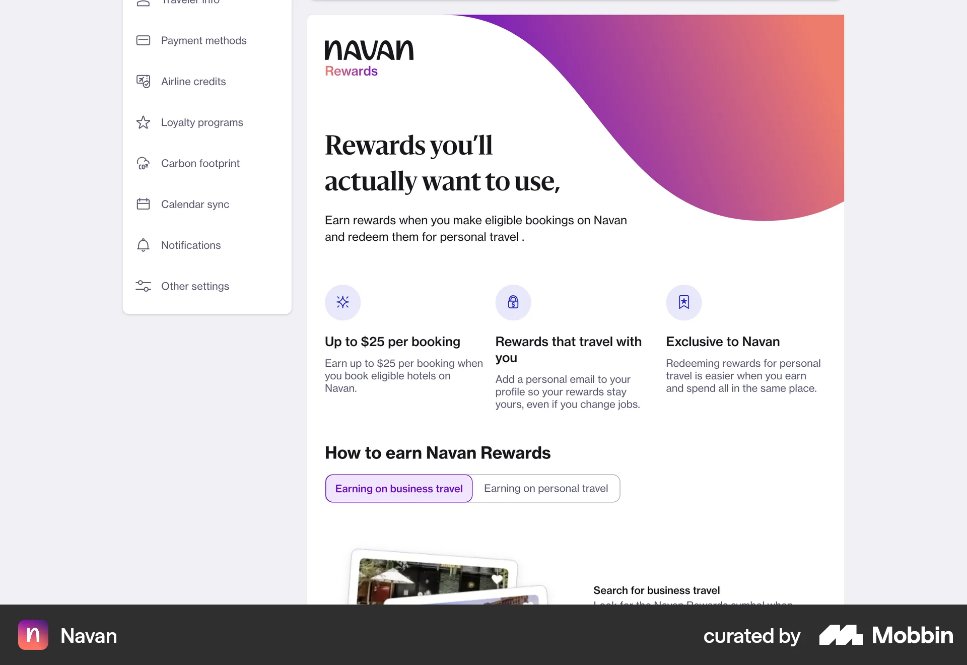 Navan Web Promotions & Rewards screen