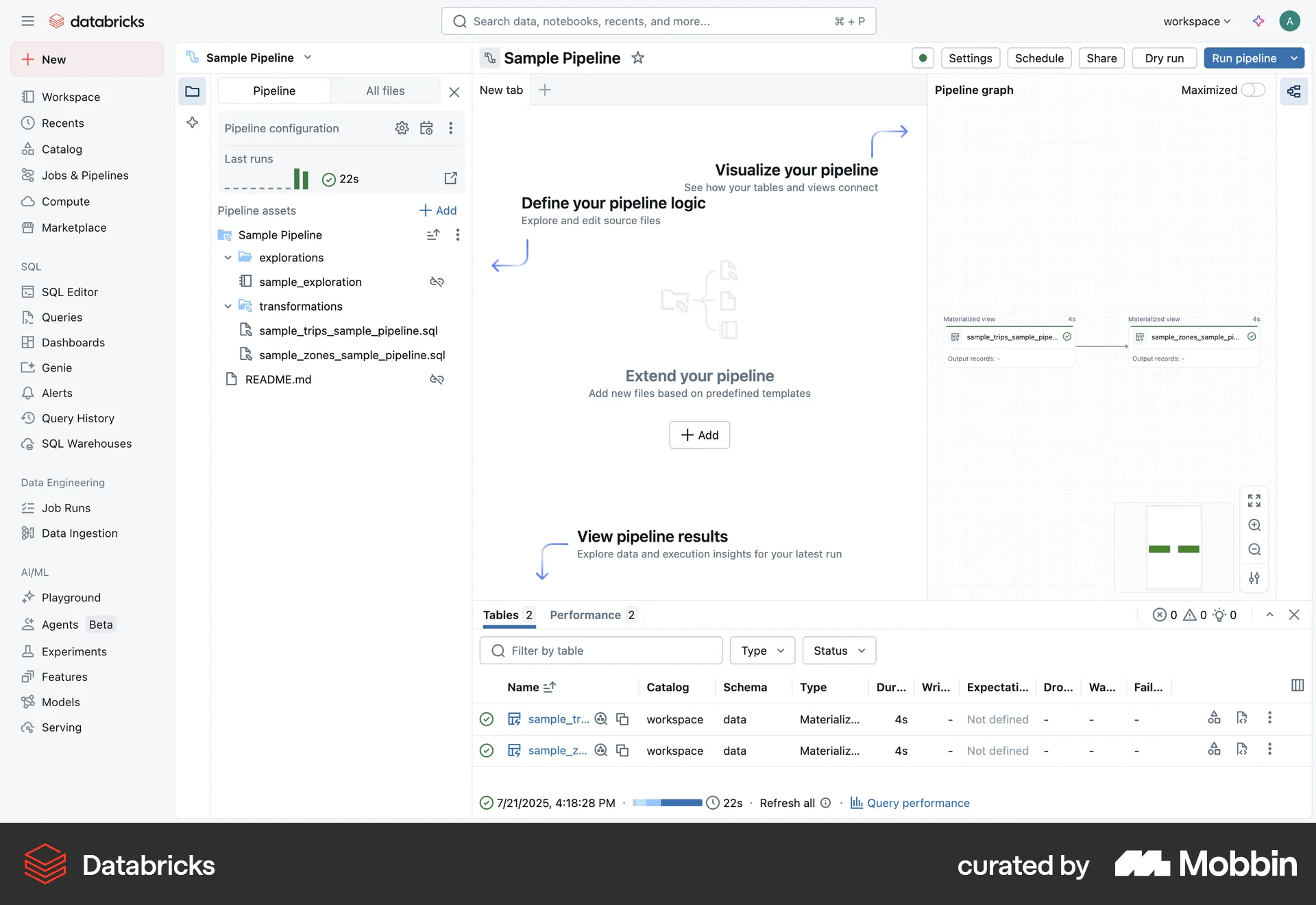 Databricks Web Guided Tour & Tutorial screen