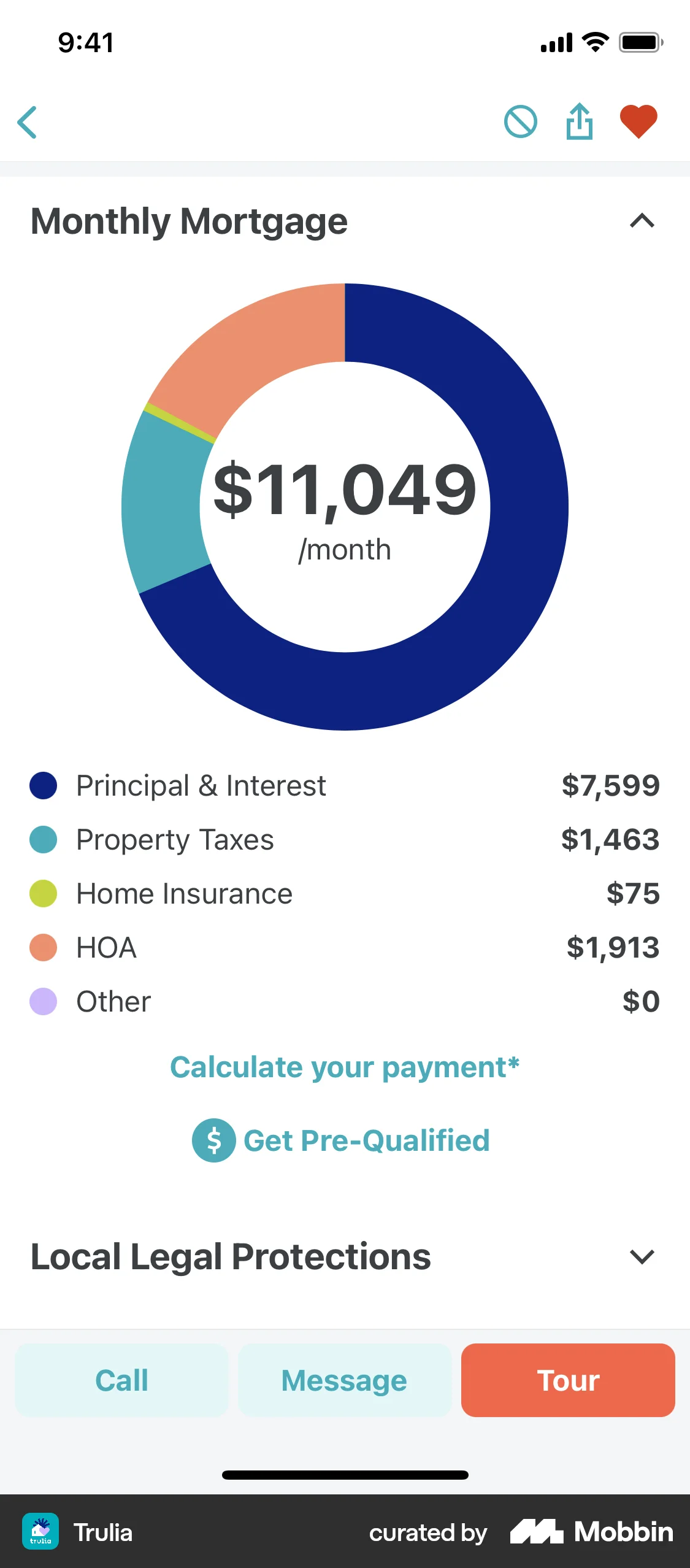 Trulia iOS Pie Chart UI screen
