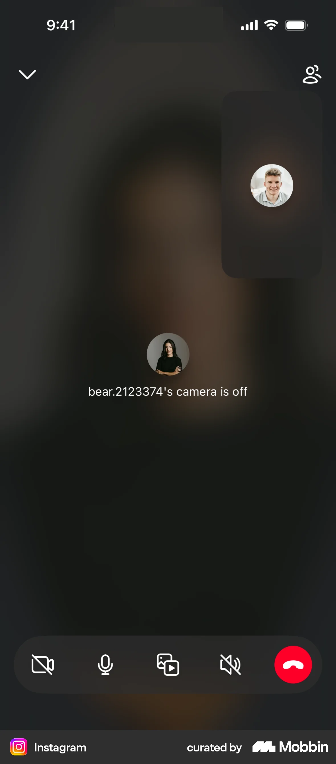Instagram iOS Call screen
