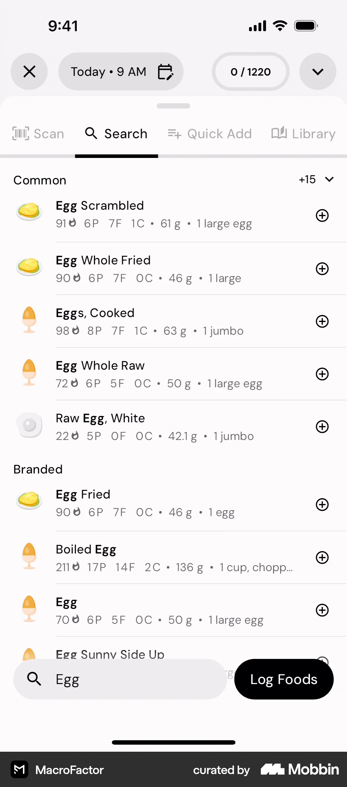 MacroFactor iOS screen containing Accordion UI element