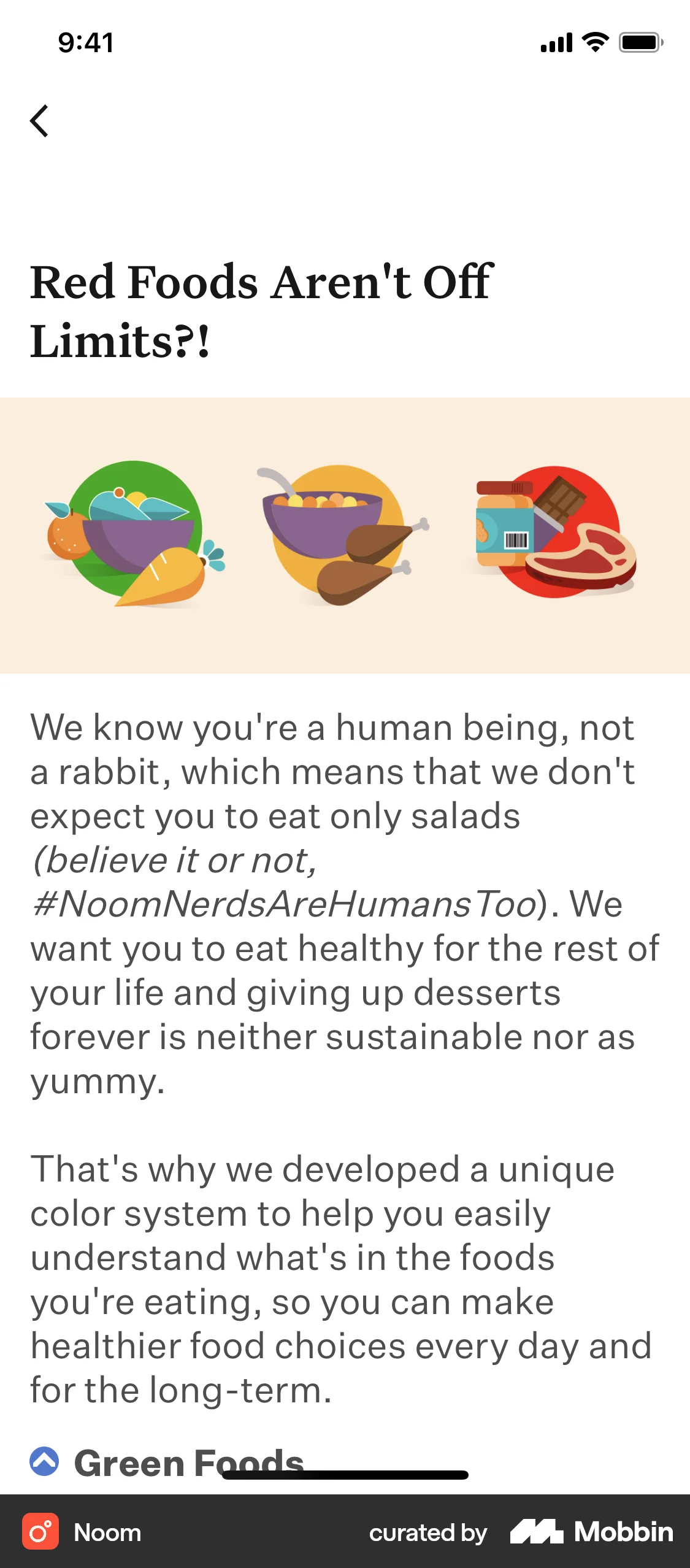 Noom iOS Article Detail screen