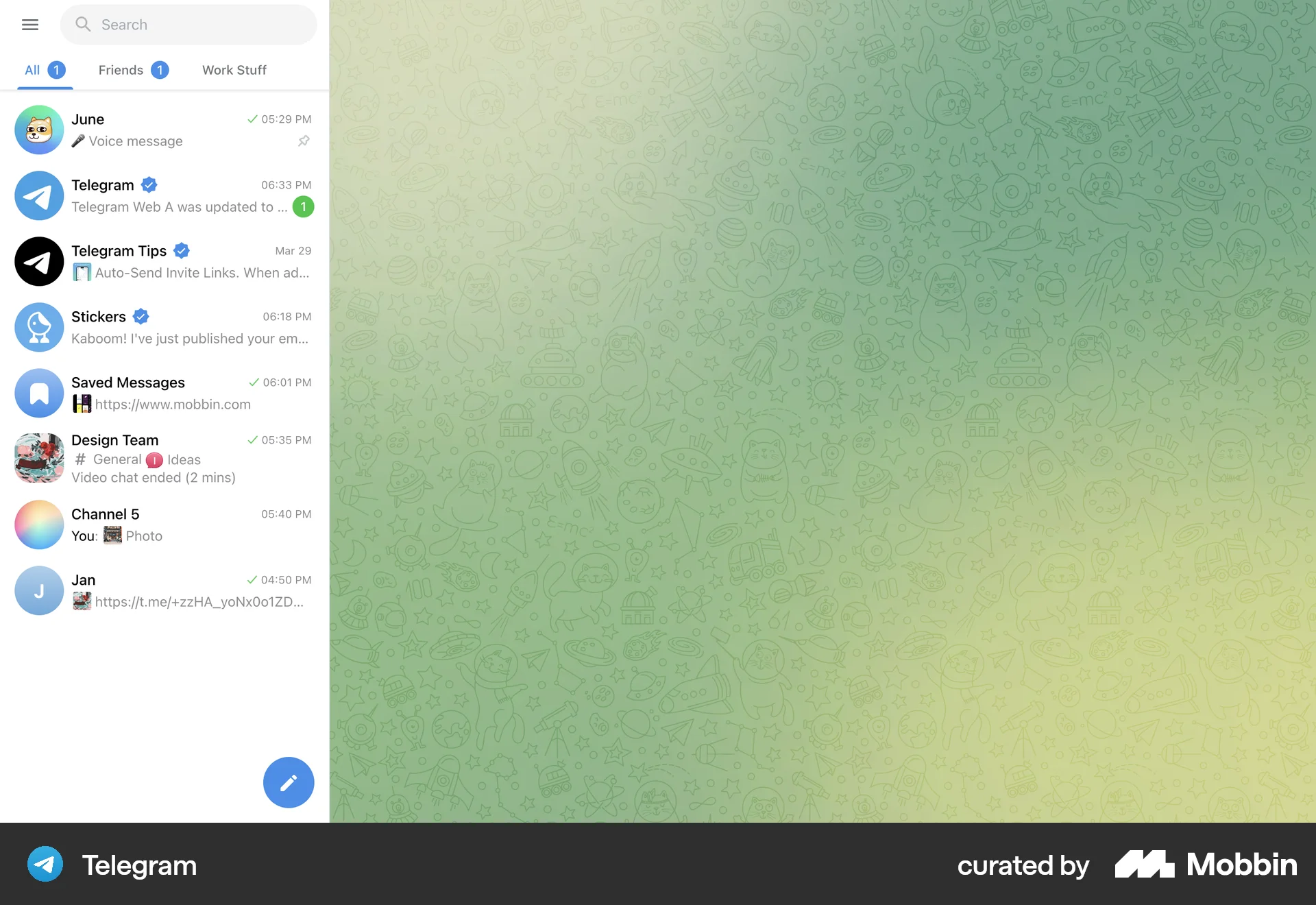 Telegram Web Communication App screen