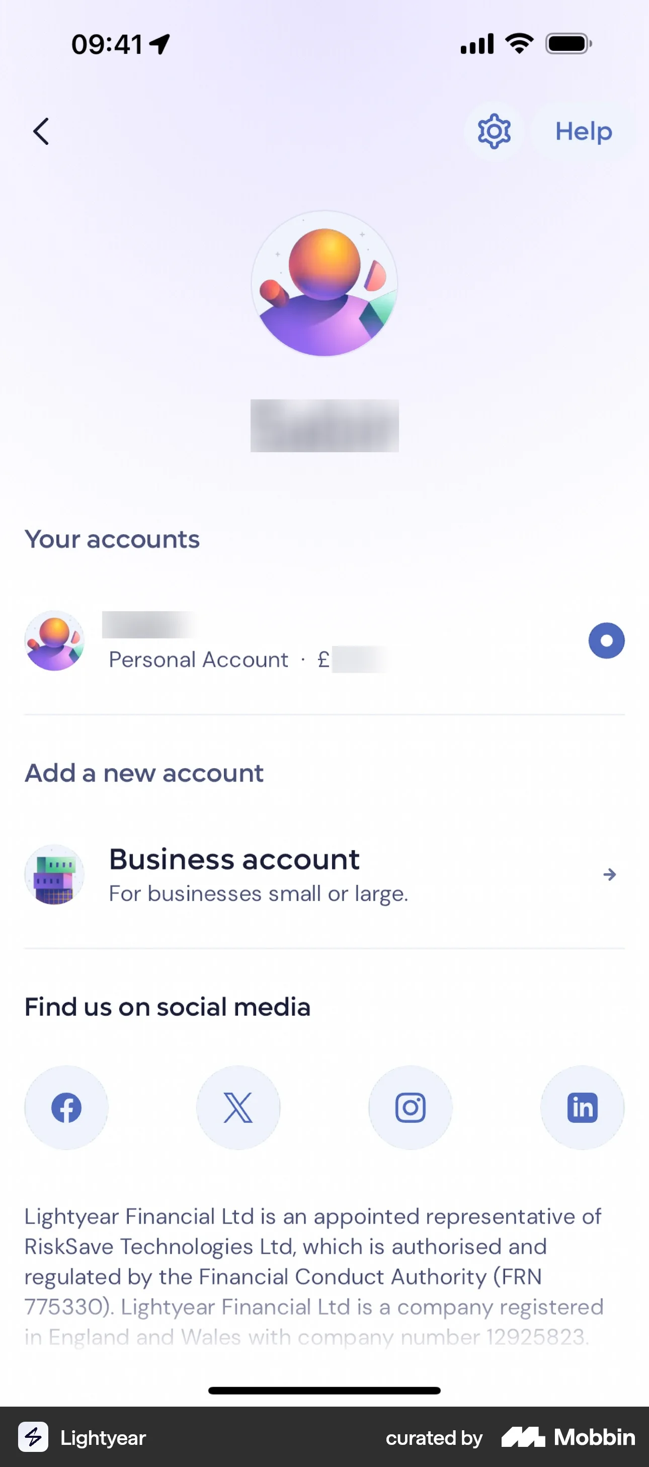Lightyear iOS My Account & Profile screen