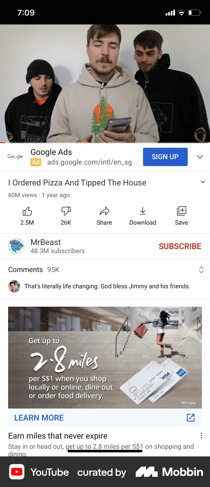 YouTube iOS Comments screen