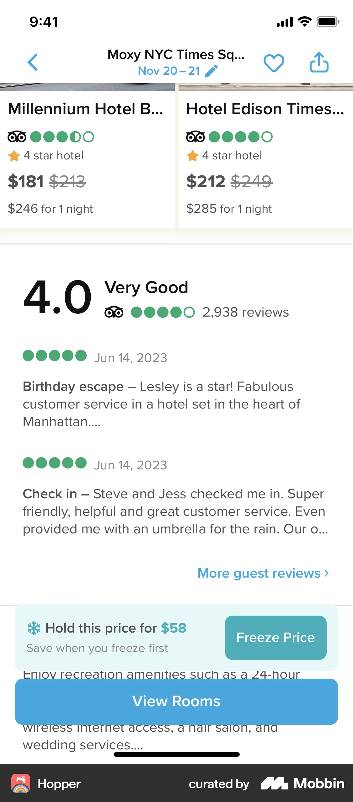 Hopper iOS Reviews & Ratings screen