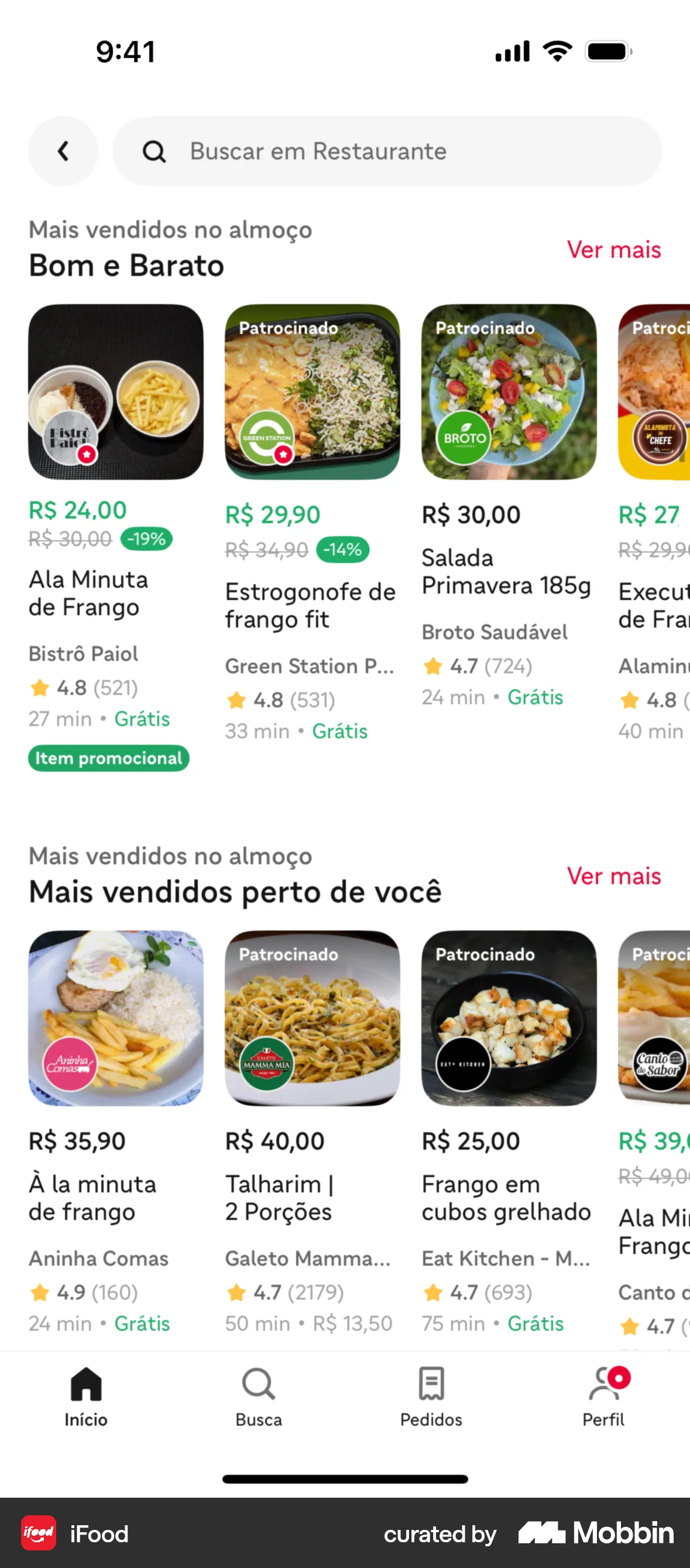 iFood iOS Pricing screen