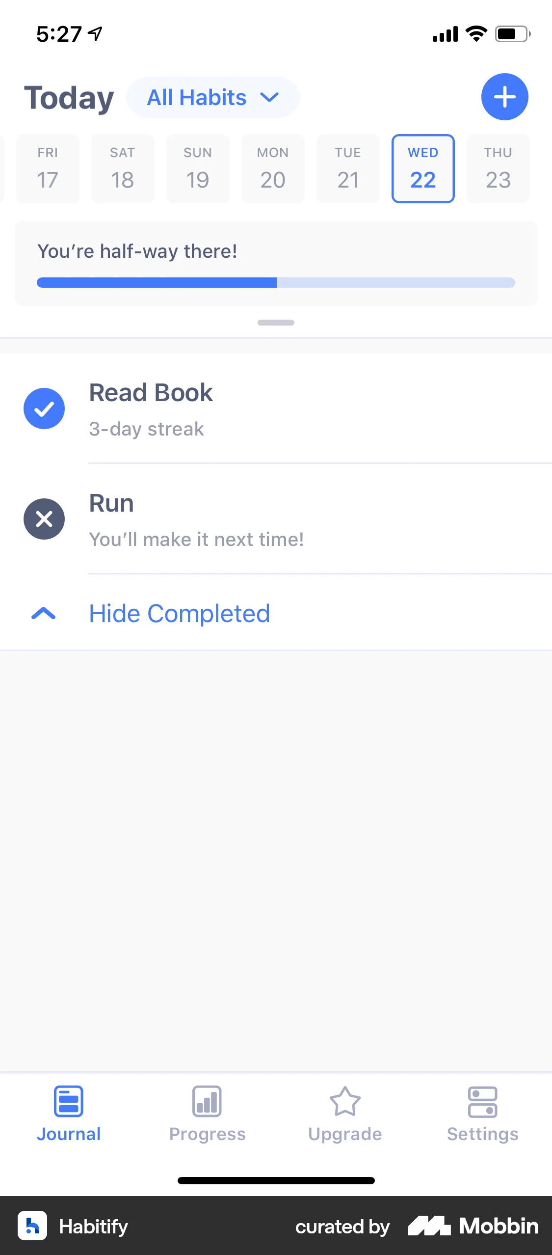Habitify iOS Note Detail screen