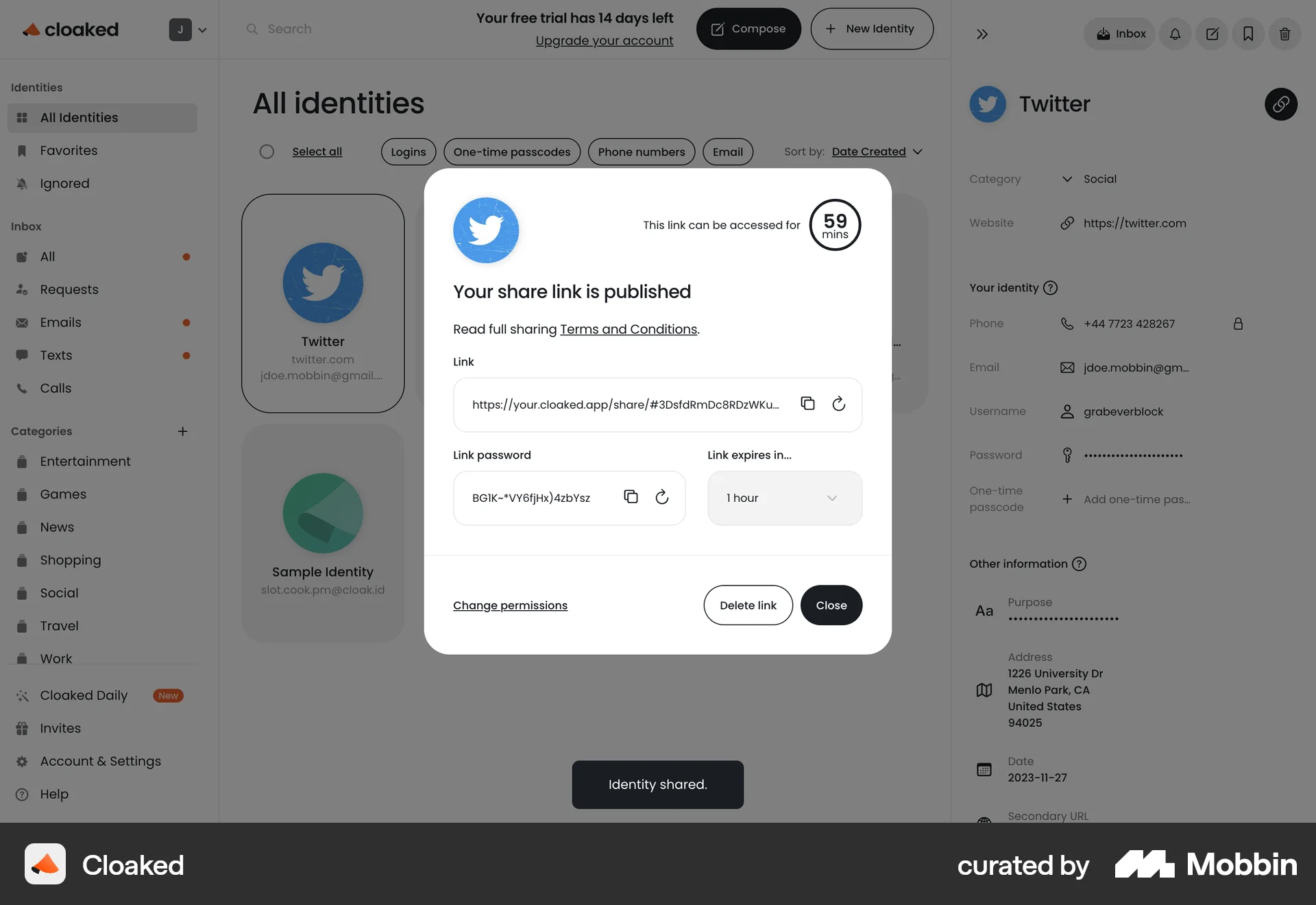 Cloaked Web Timer & Clock screen