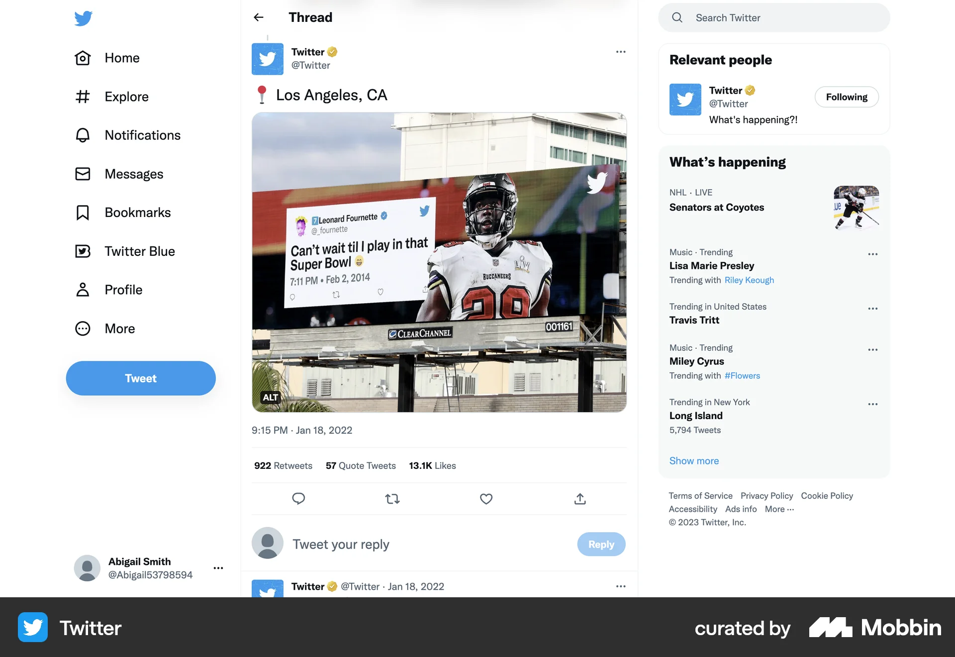 X Web Post Detail screen