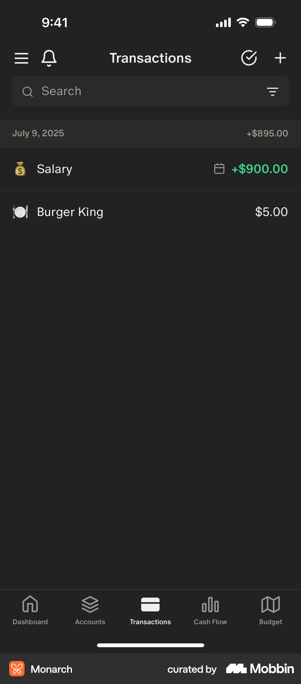 Monarch iOS Dark Mode screen