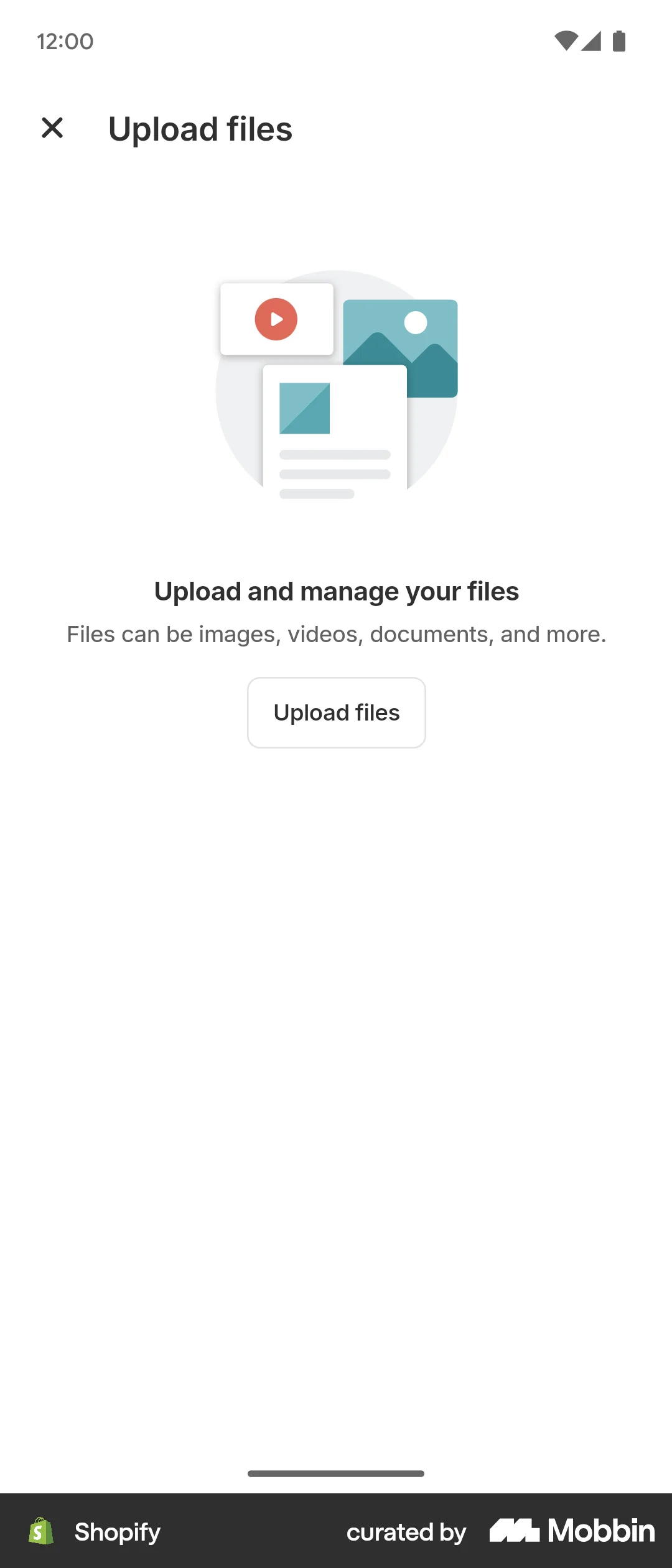 Shopify Android Upload & Download screen