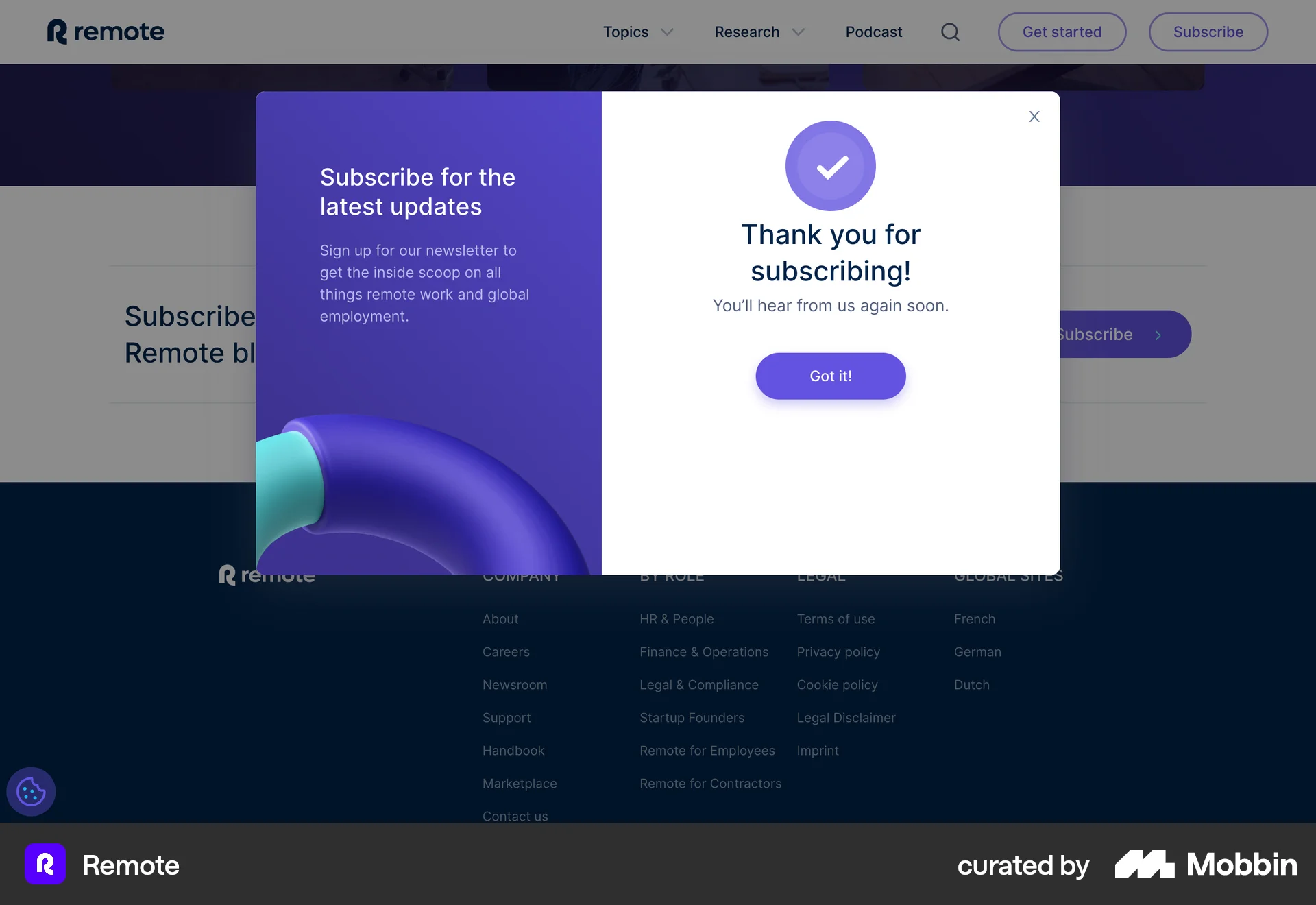 Remote Web Follow & Subscribe screen