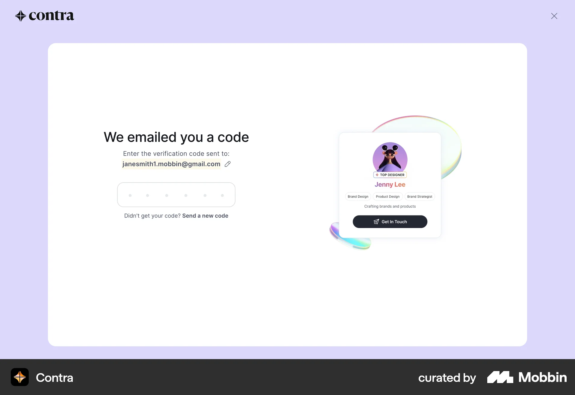 Contra Web Login screen
