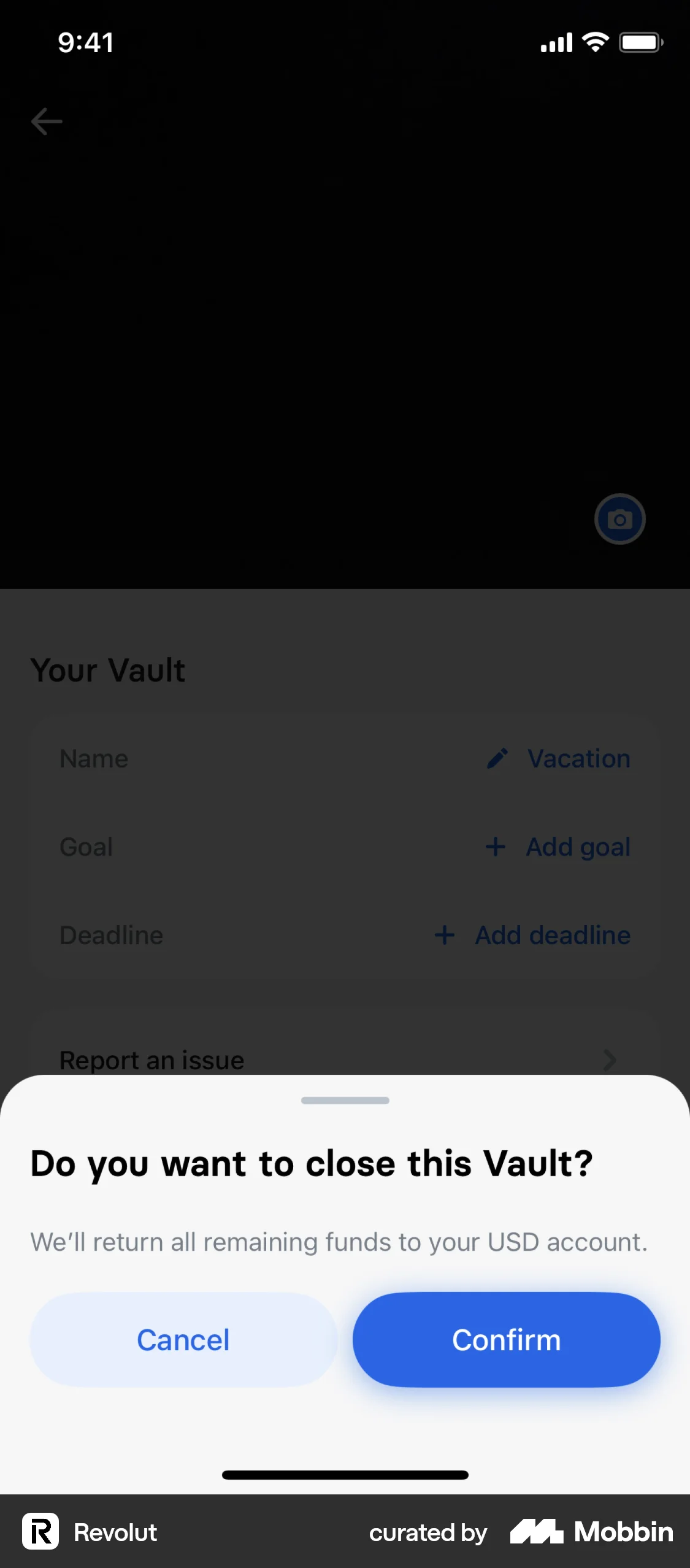 Revolut iOS Delete screen