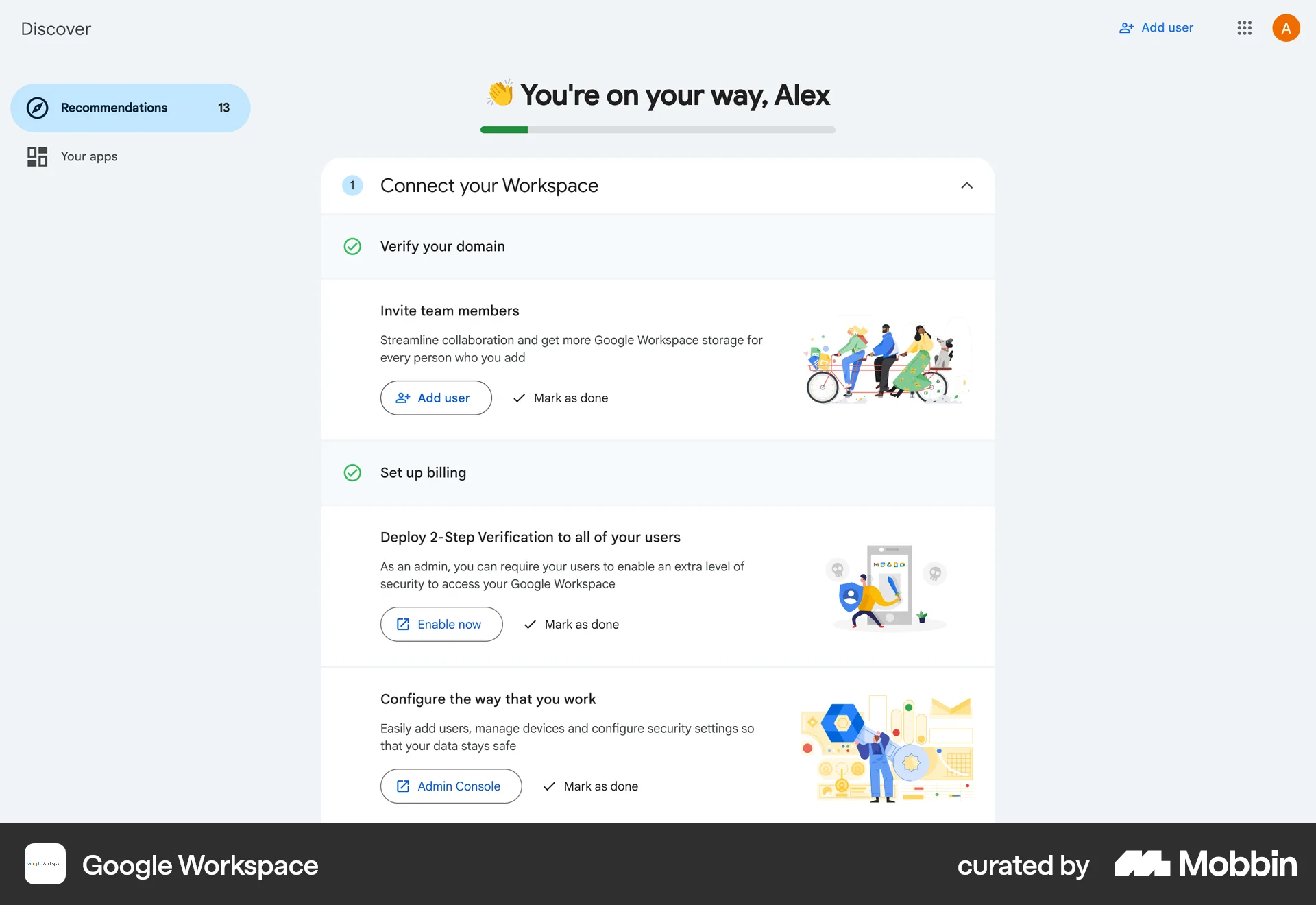 Google Workspace Web Progress screen