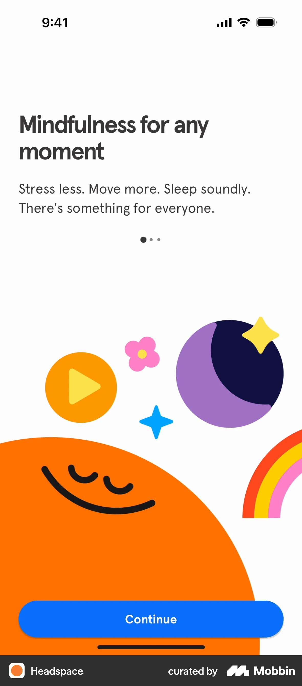 Headspace Onboarding screen