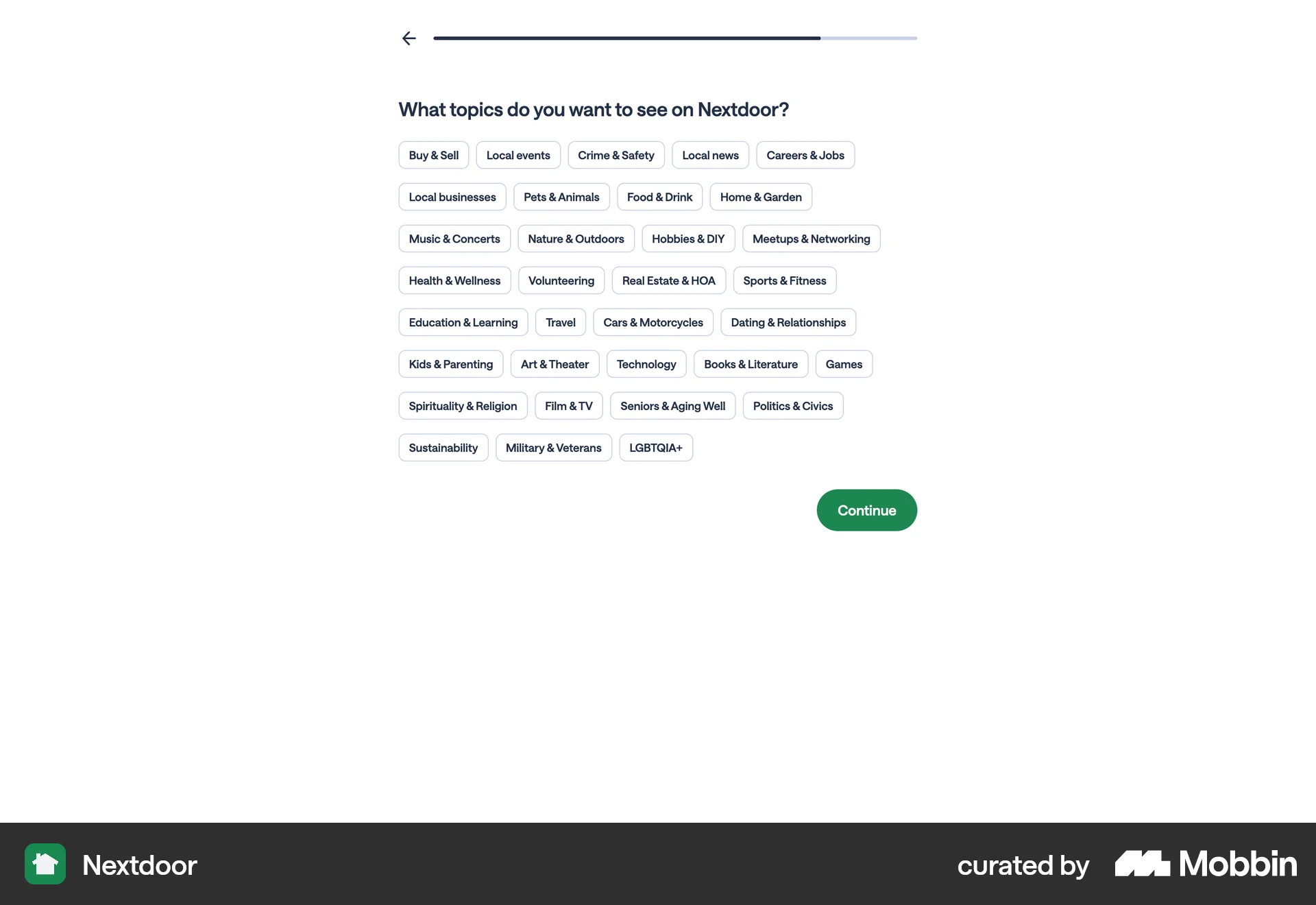 Nextdoor Web News App screen