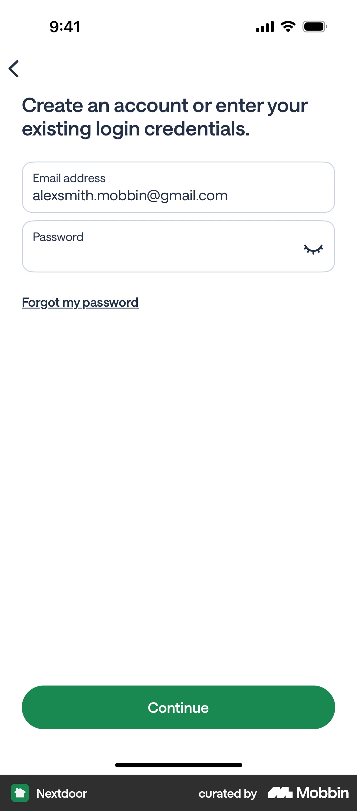 Nextdoor iOS Signup screen