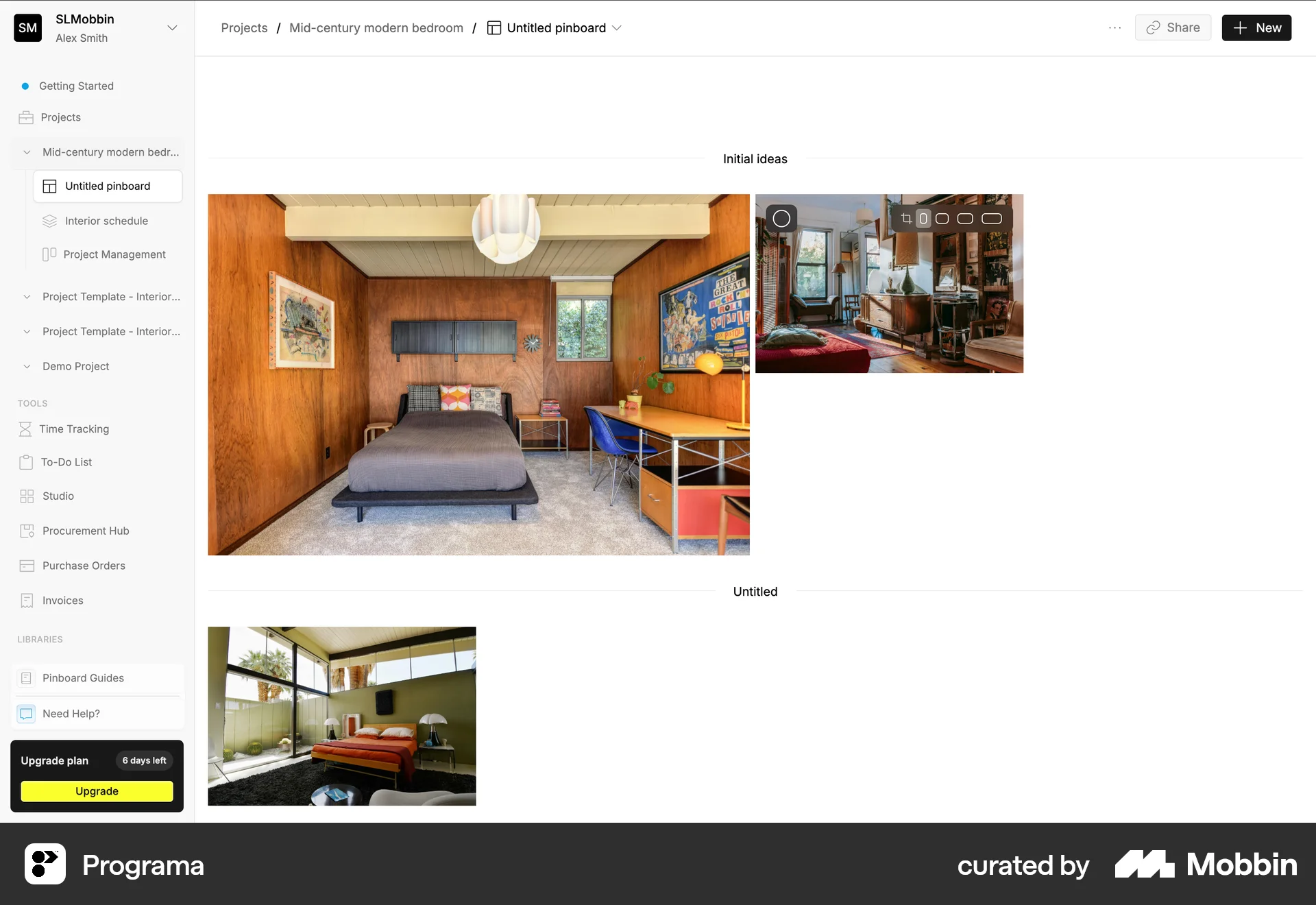 Programa Web screen containing Segmented Control UI element