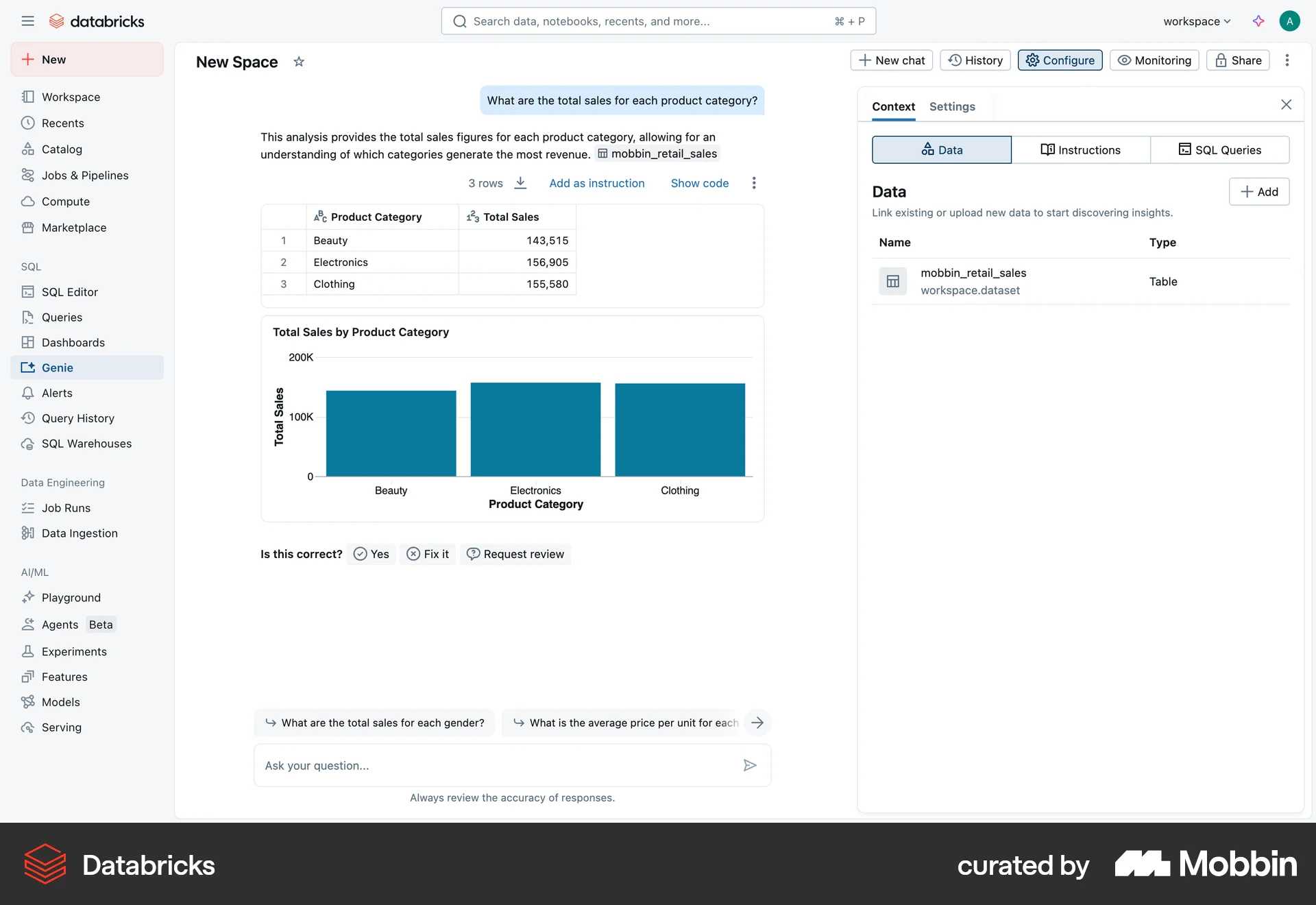 Databricks Web screen containing Carousel UI element