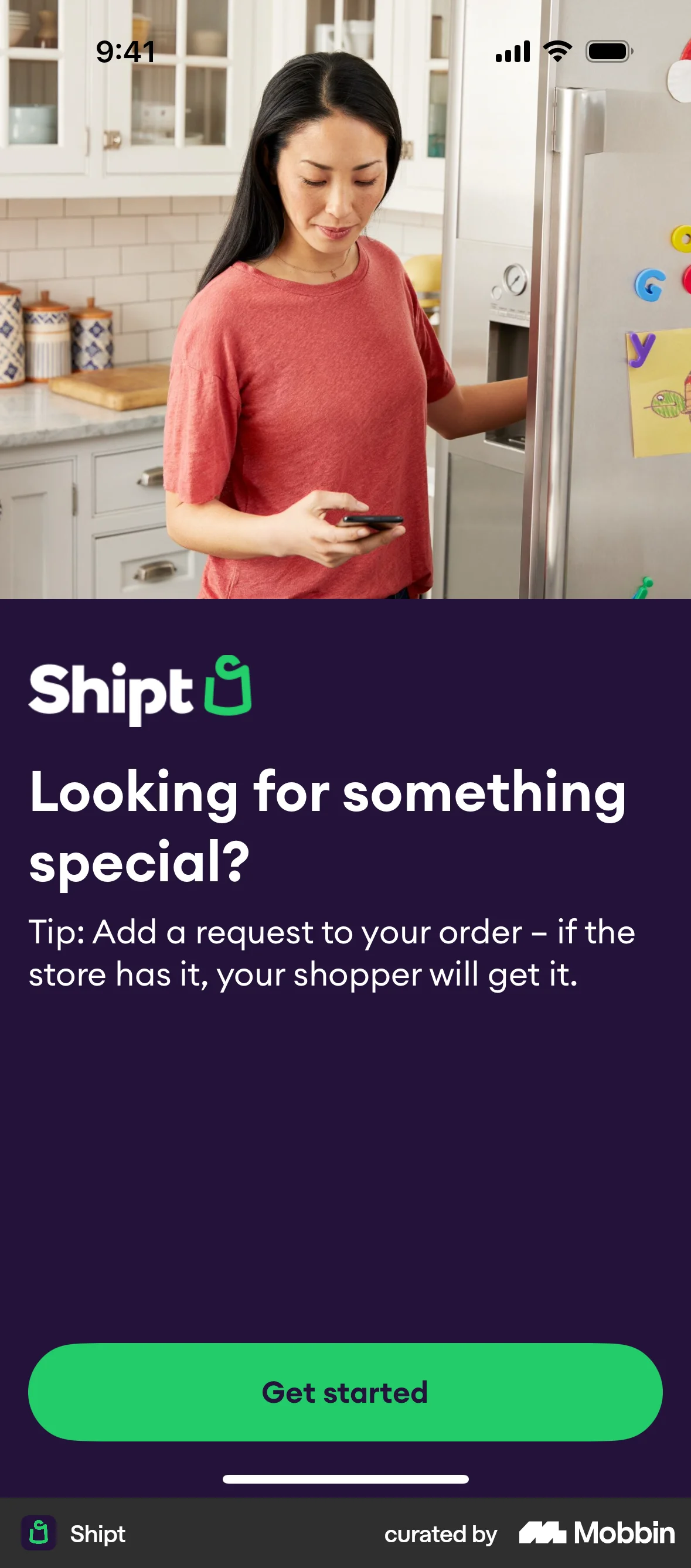 Shipt iOS Welcome & Get Started screen